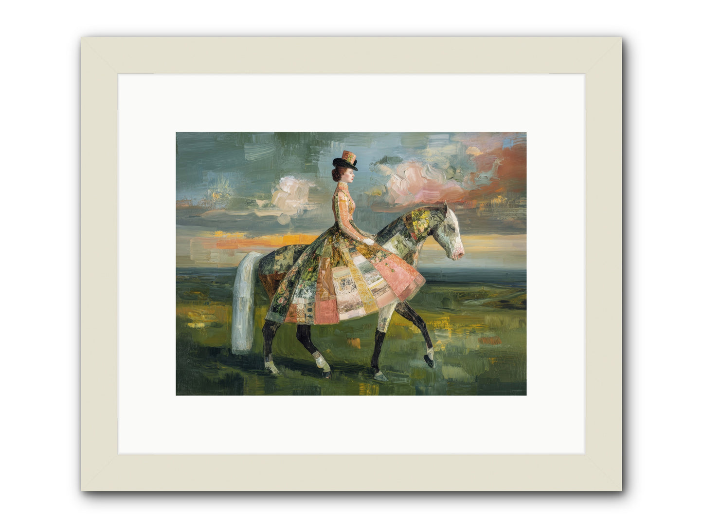 Where Fields Fold Into Path -- Framed Print - White 12x9