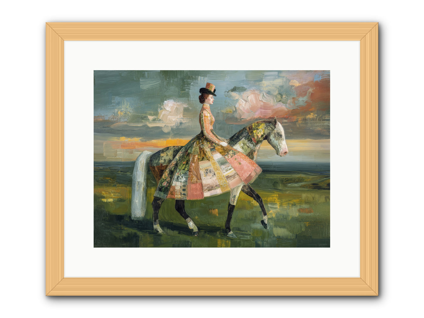 Where Fields Fold Into Path -- Framed Print - Natural 16x12