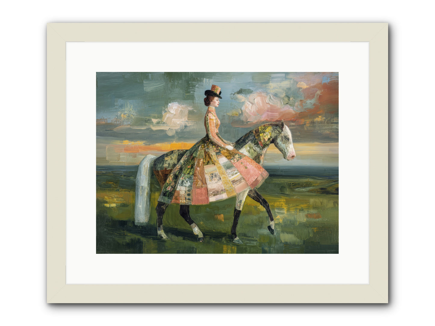 Where Fields Fold Into Path -- Framed Print - White 16x12