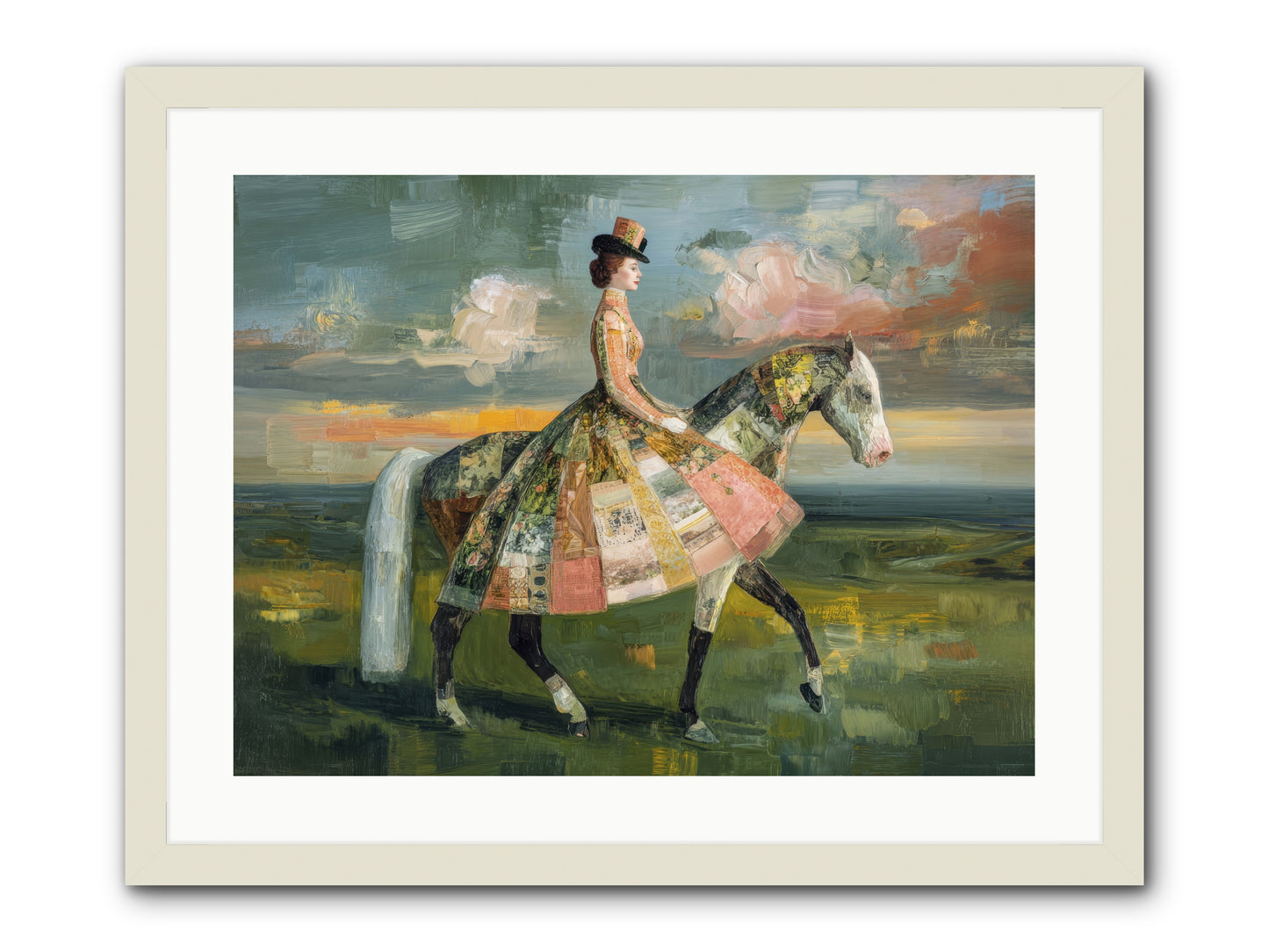 Where Fields Fold Into Path -- Framed Print - White 24x18