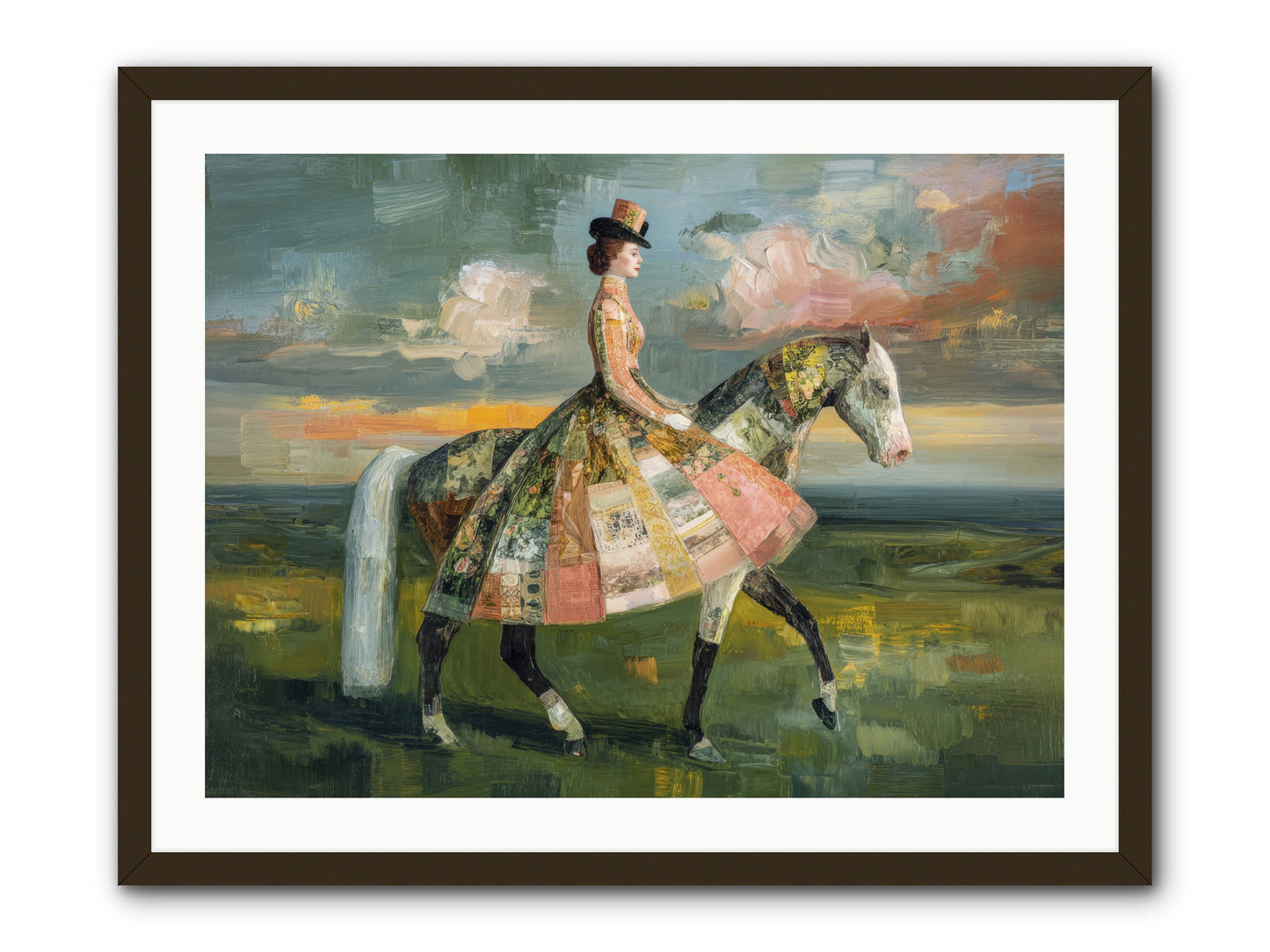 Where Fields Fold Into Path -- Framed Print - Black 32x24