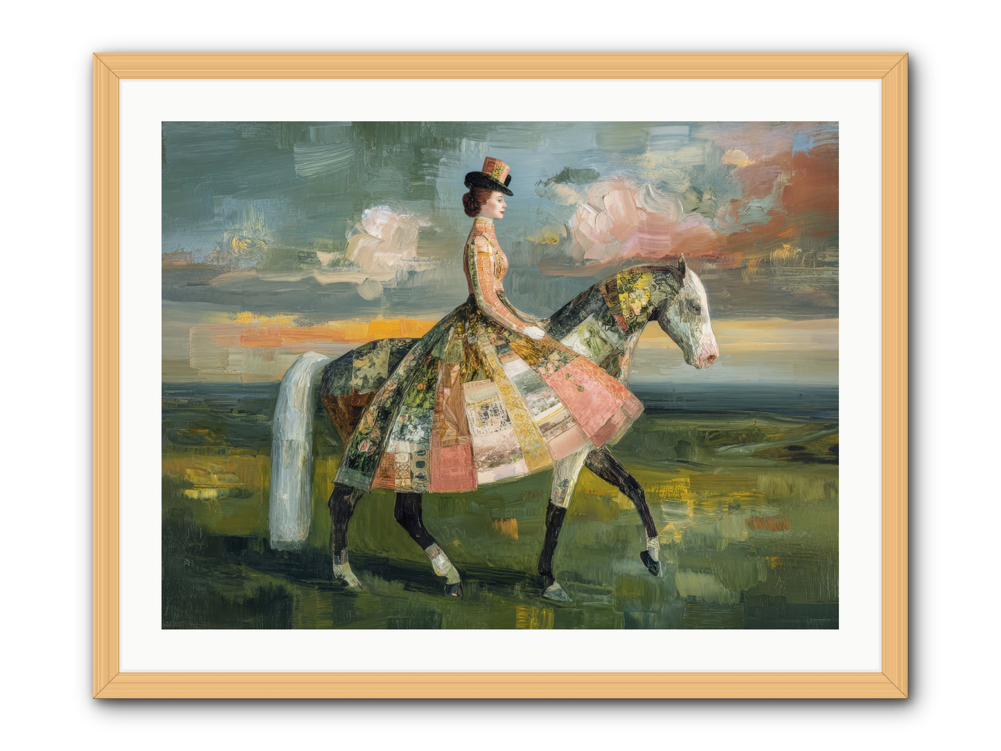 Where Fields Fold Into Path -- Framed Print - Natural 32x24