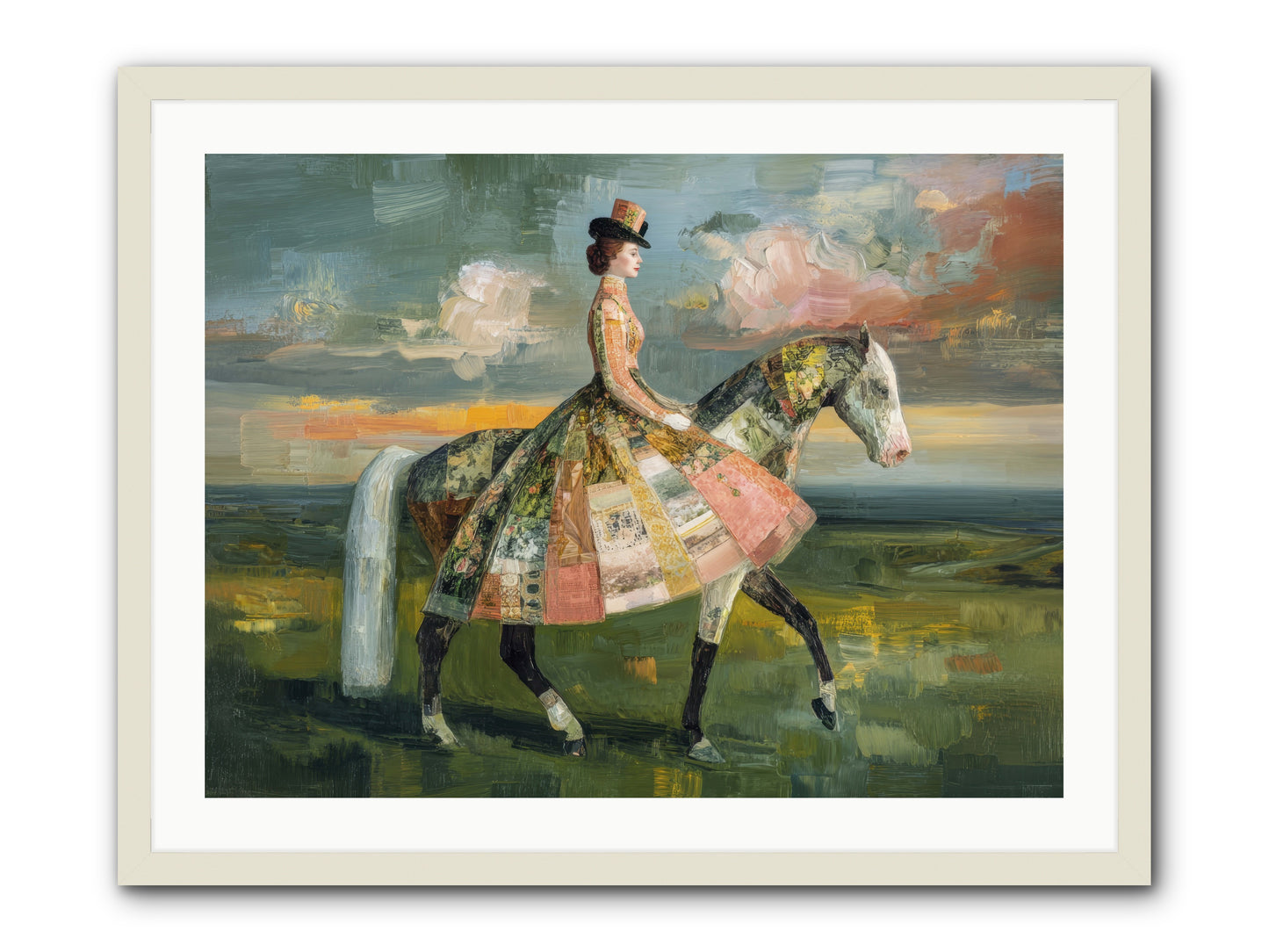 Where Fields Fold Into Path -- Framed Print - White 32x24