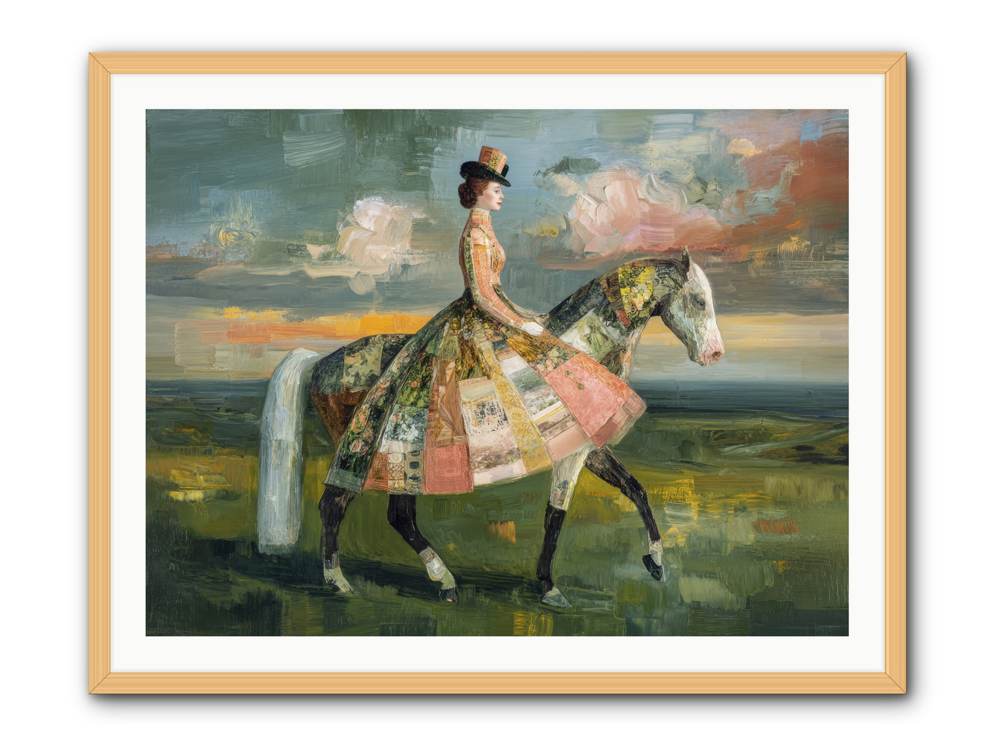 Where Fields Fold Into Path -- Framed Print - Natural 40x30
