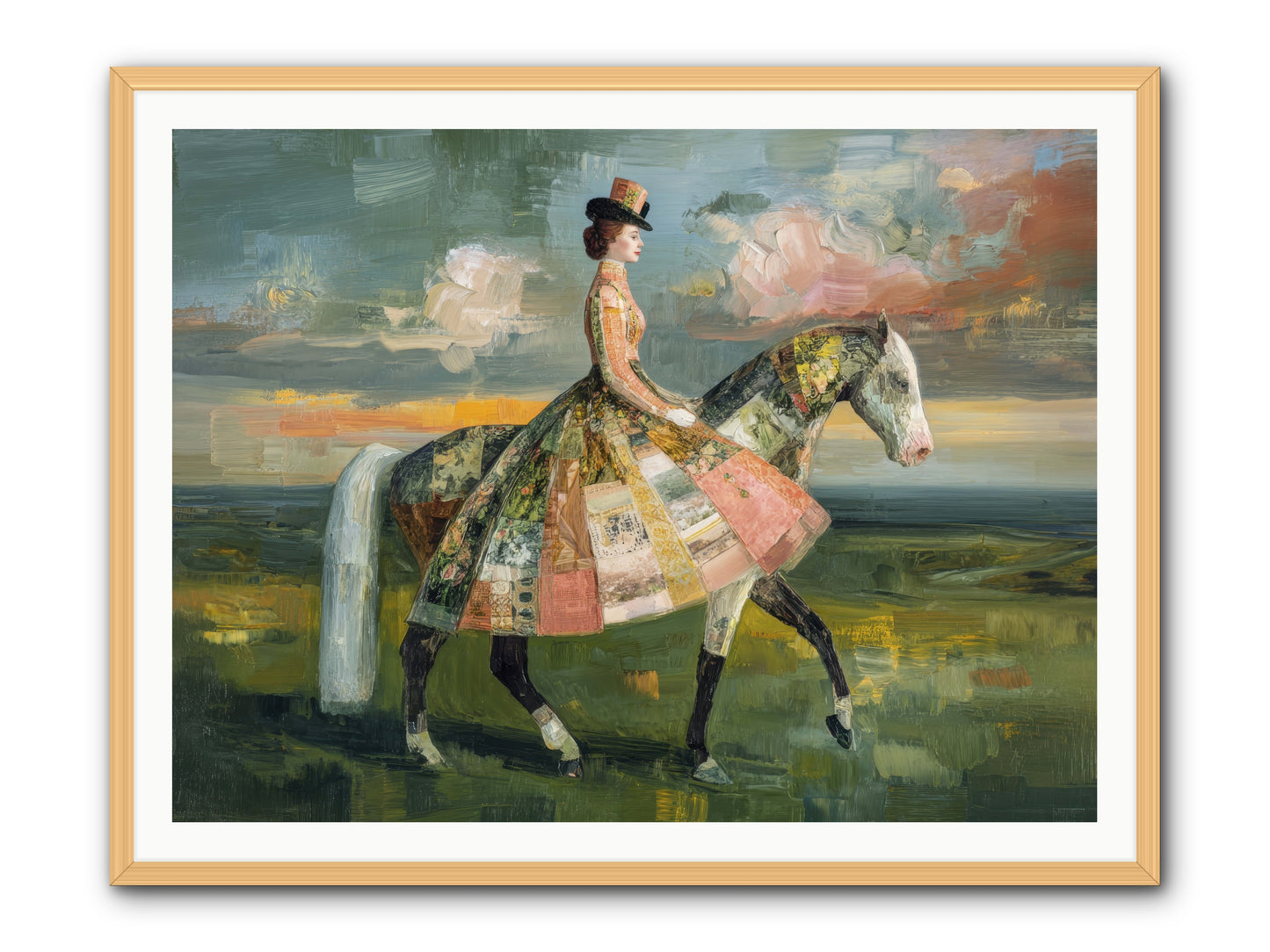 Where Fields Fold Into Path -- Framed Print - Natural 48x36