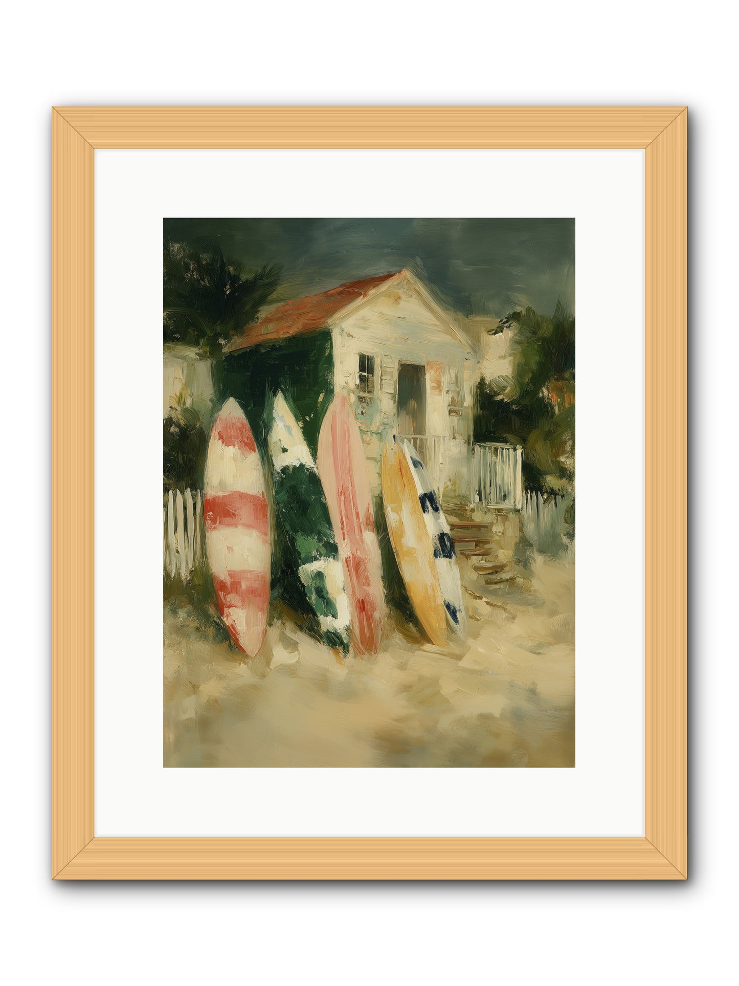Where Surfers Rest -- Framed Print - Natural 12x16