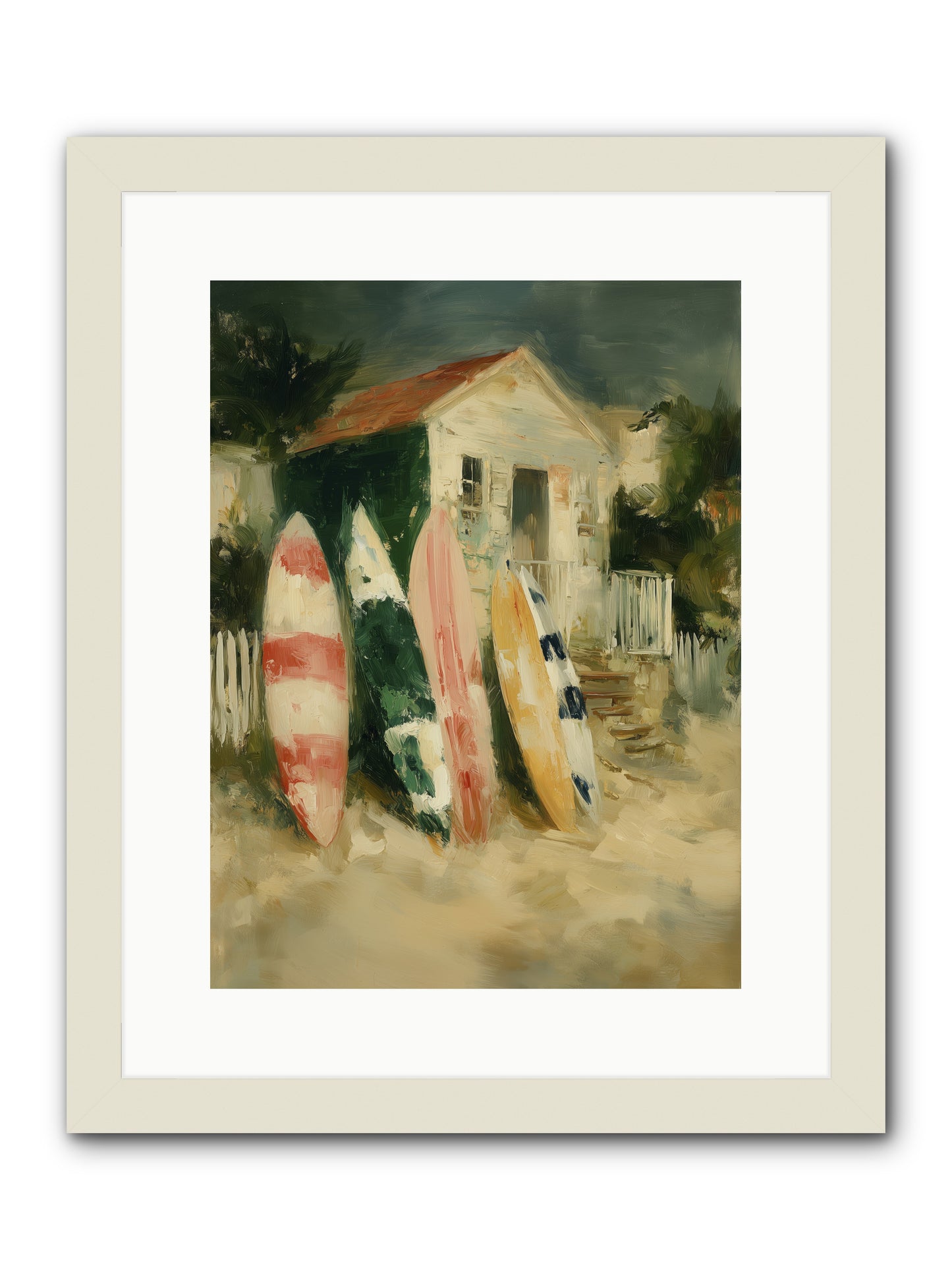 Where Surfers Rest -- Framed Print - White 12x16