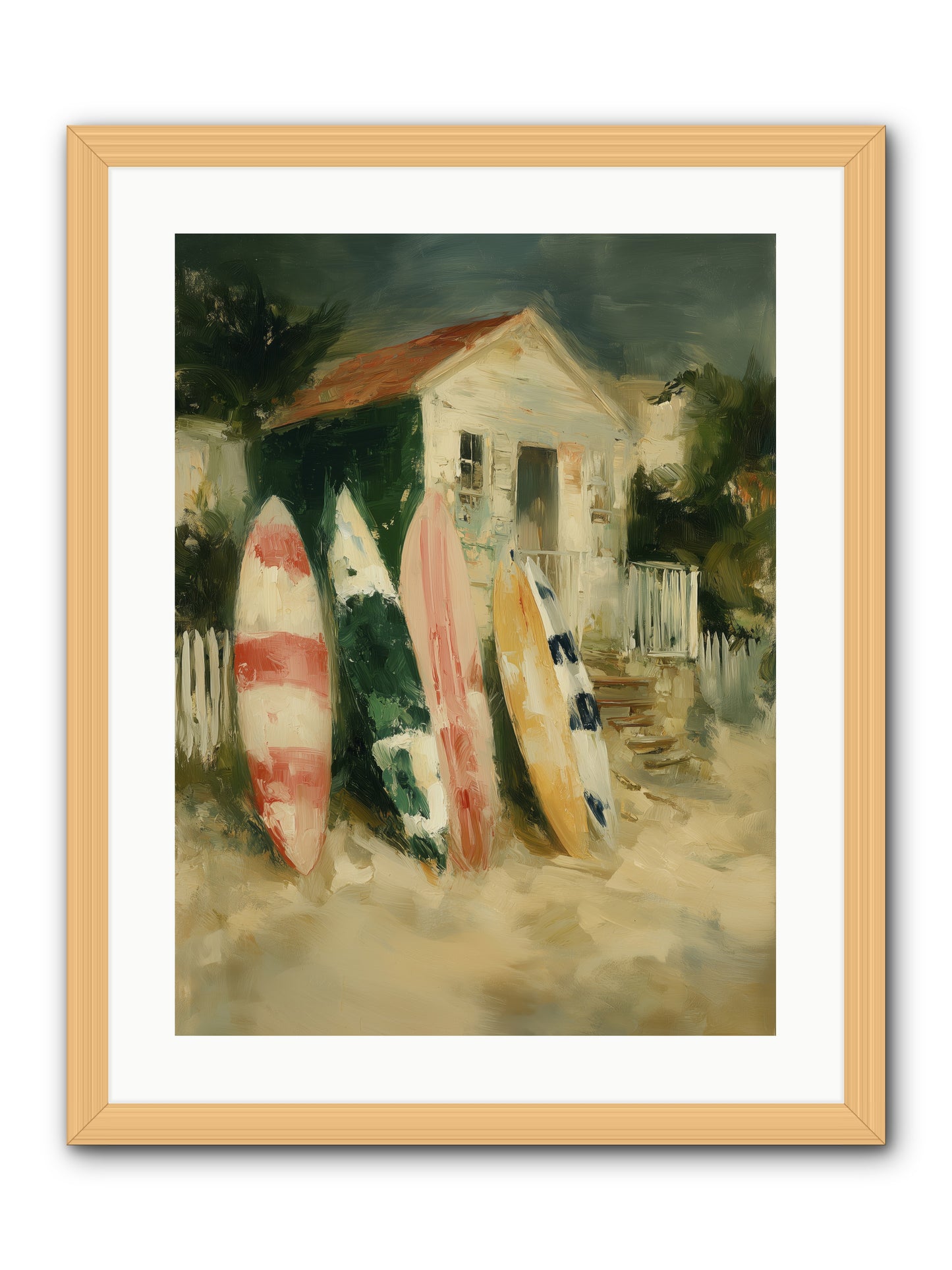 Where Surfers Rest -- Framed Print - Natural 18x24