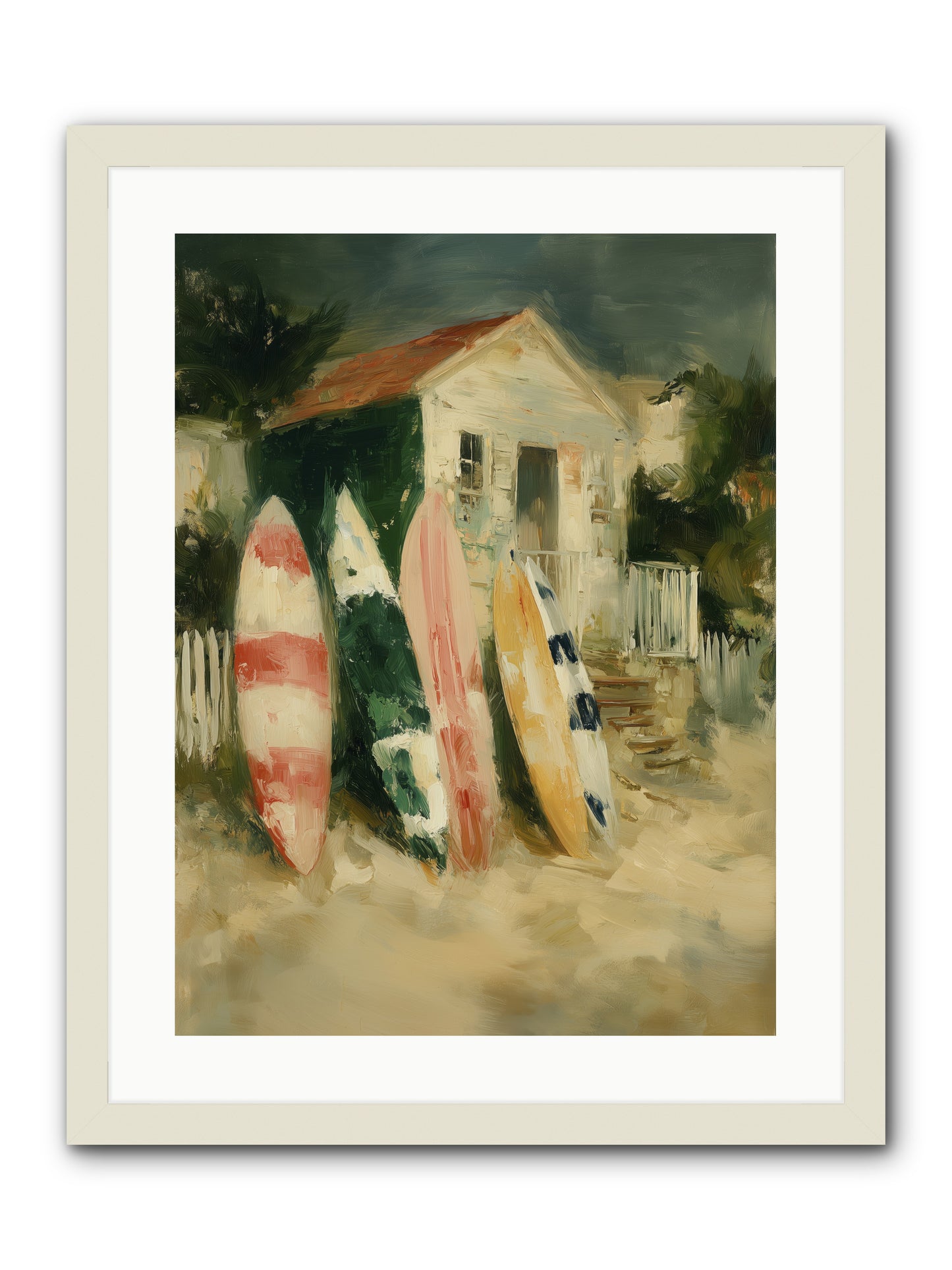 Where Surfers Rest -- Framed Print - White 18x24