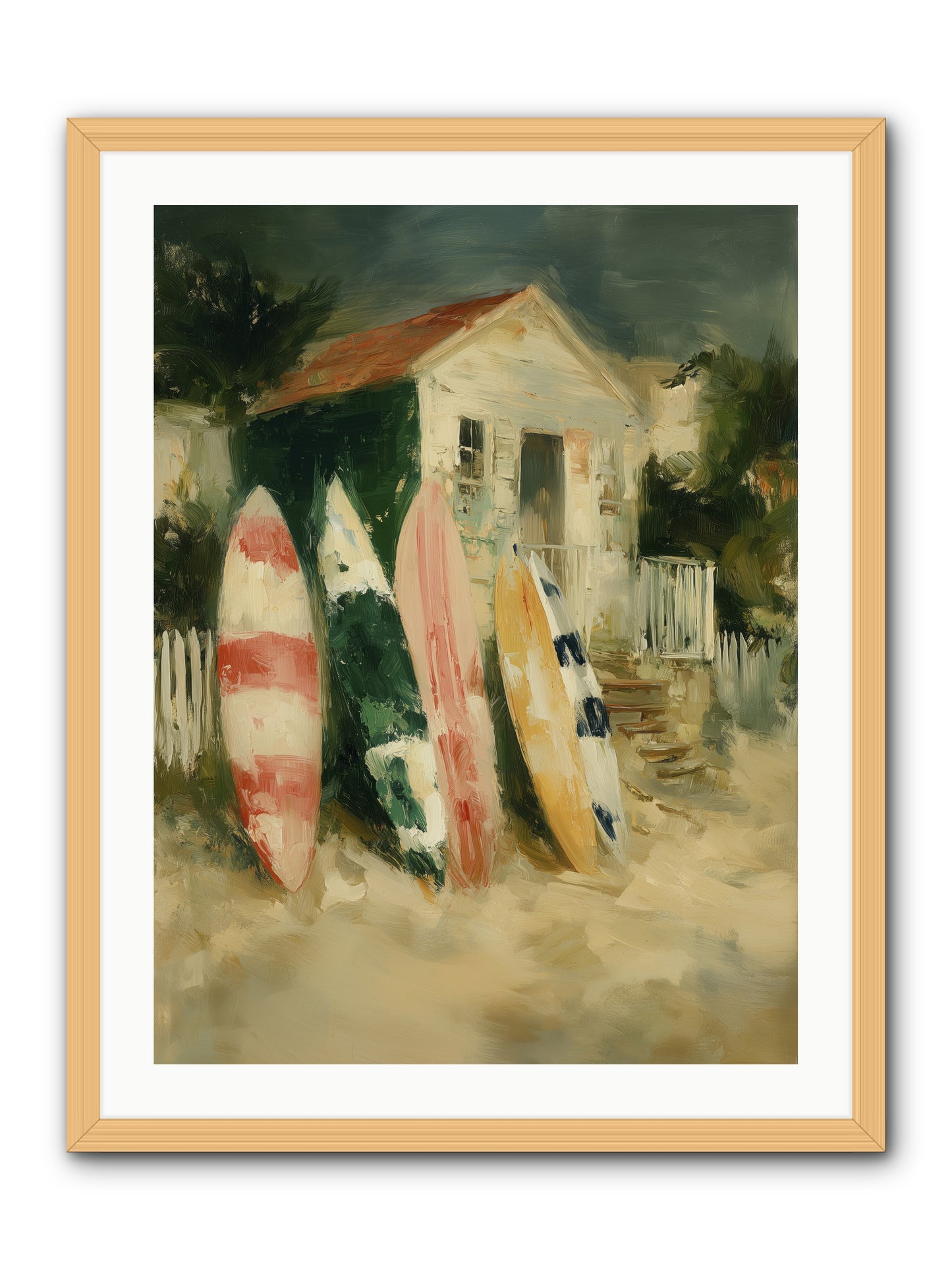 Where Surfers Rest -- Framed Print - Natural 24x32
