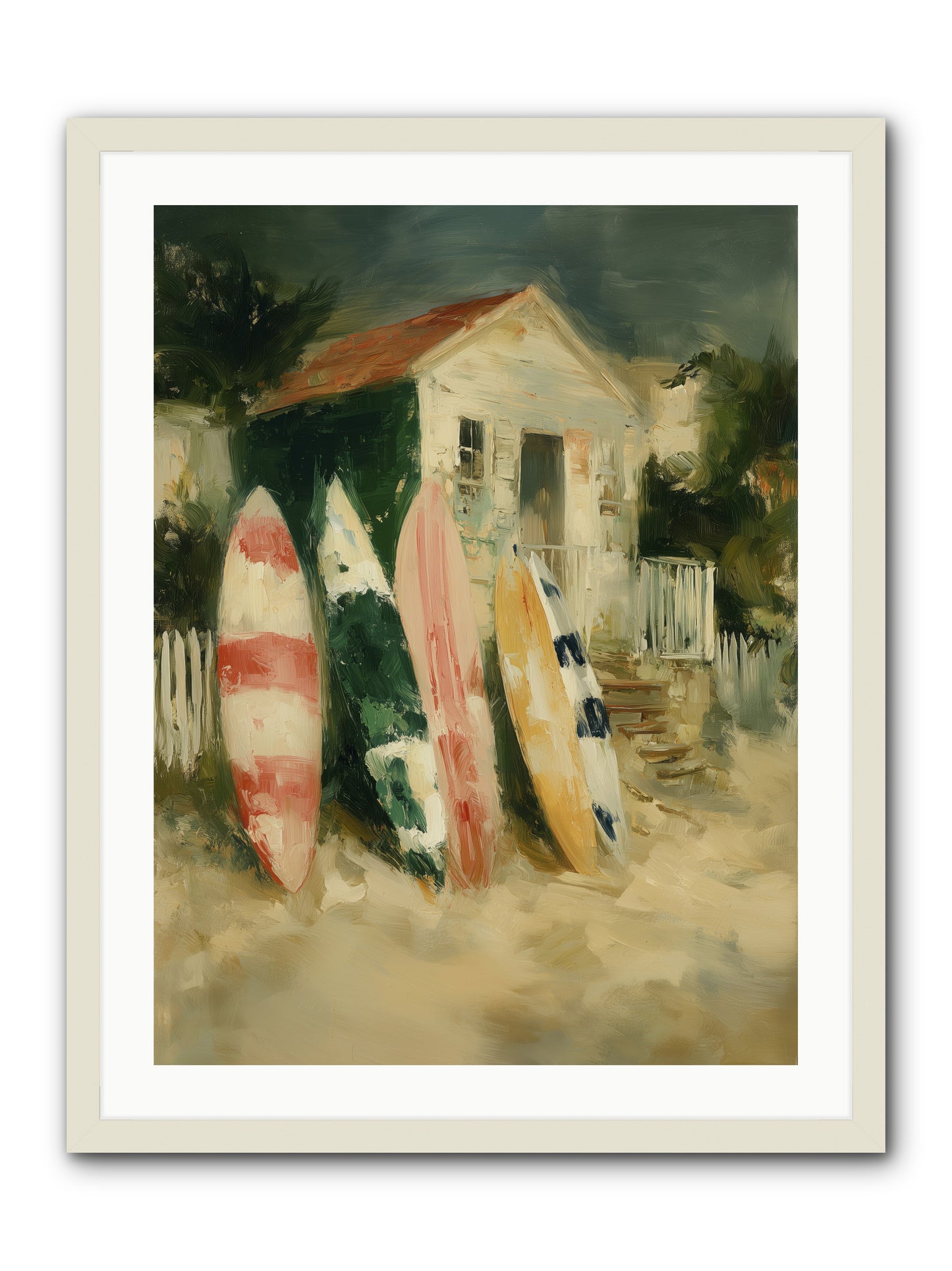 Where Surfers Rest -- Framed Print - White 24x32