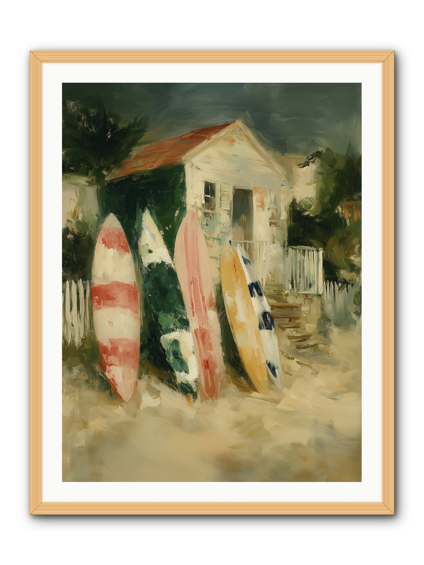 Where Surfers Rest -- Framed Print - Natural 30x40