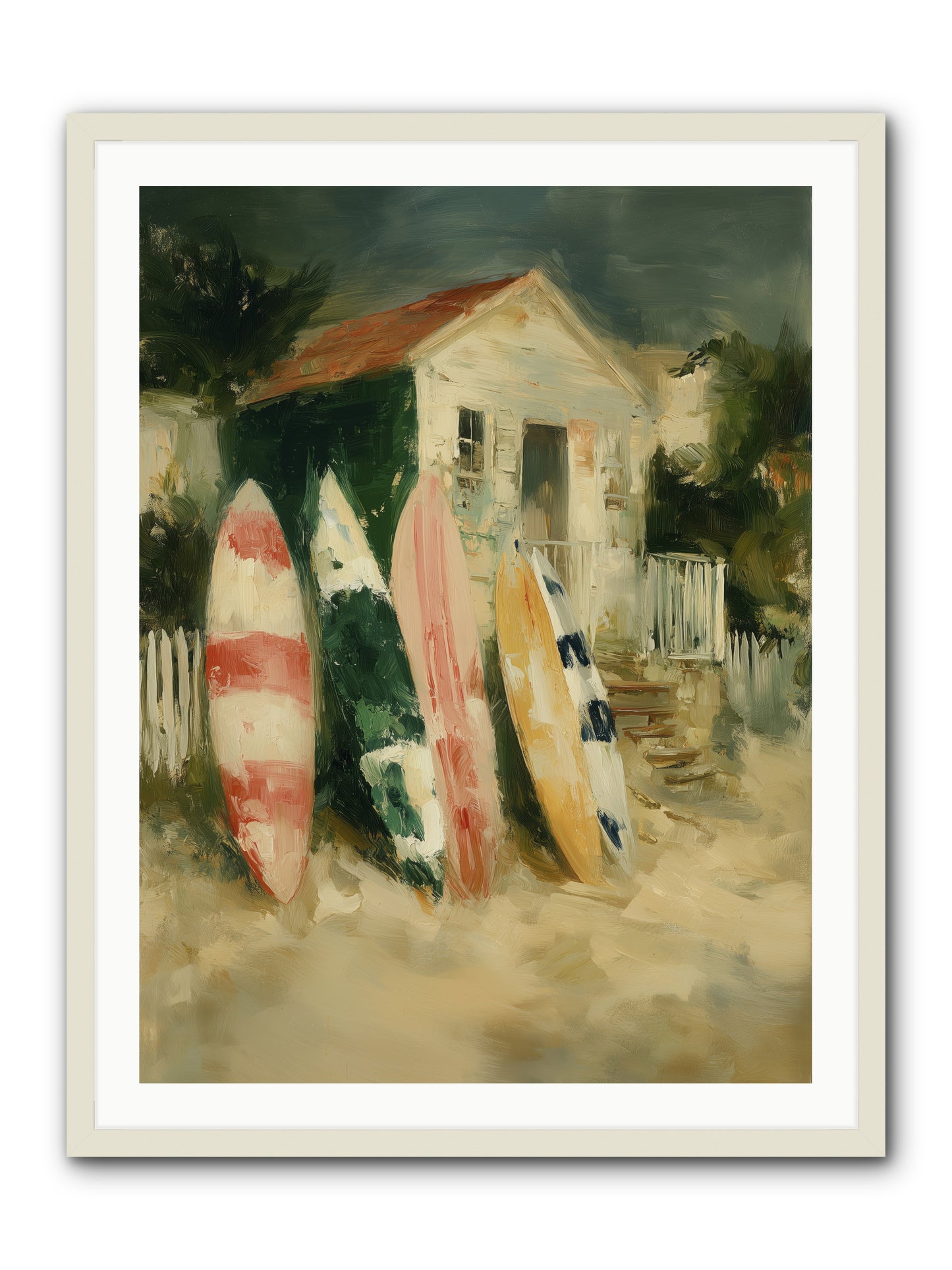Where Surfers Rest -- Framed Print - White 30x40