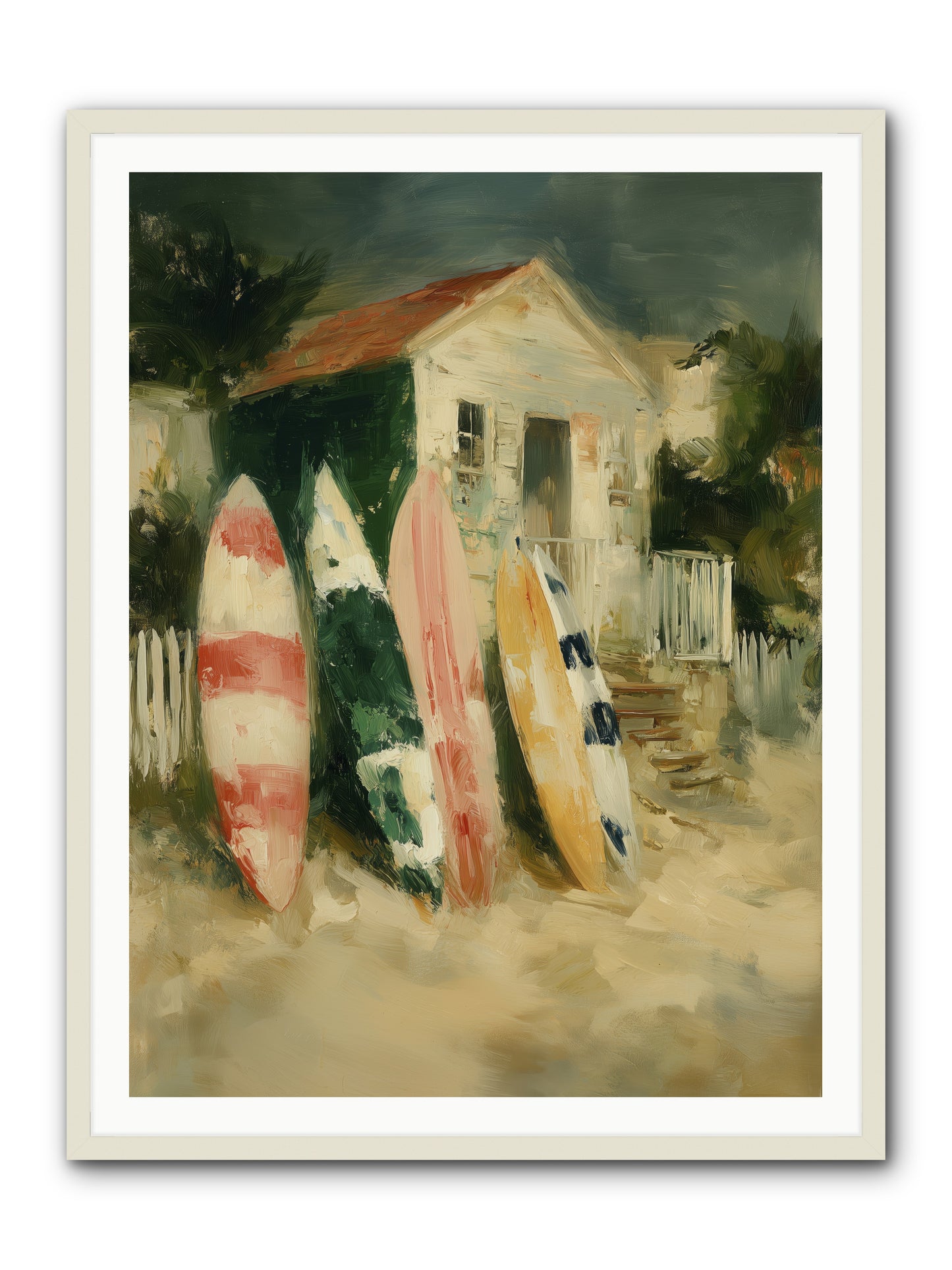 Where Surfers Rest -- Framed Print - White 36x48