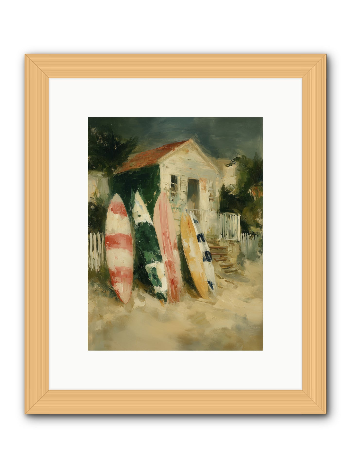 Where Surfers Rest -- Framed Print - Natural 9x12