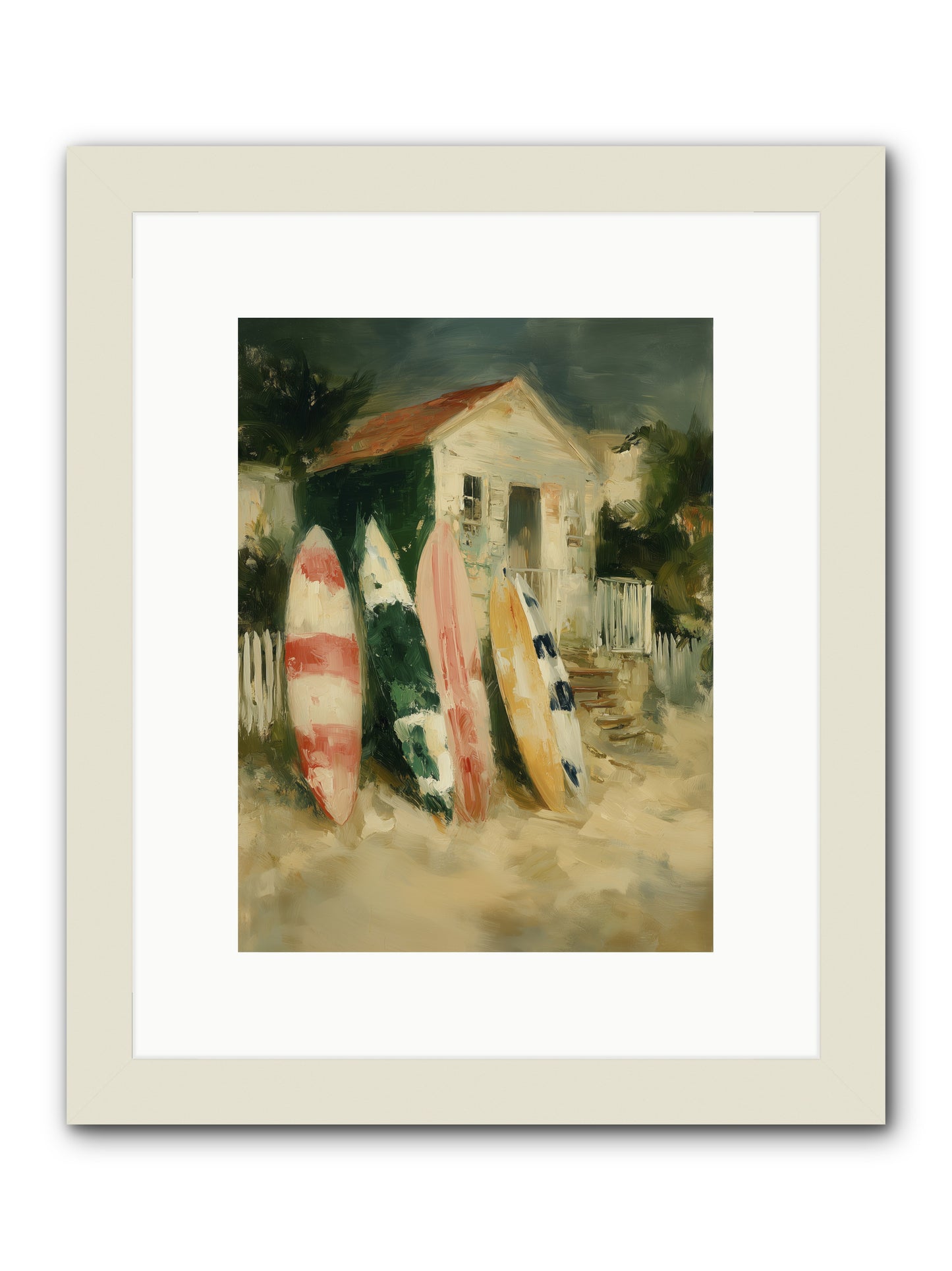 Where Surfers Rest -- Framed Print - White 9x12