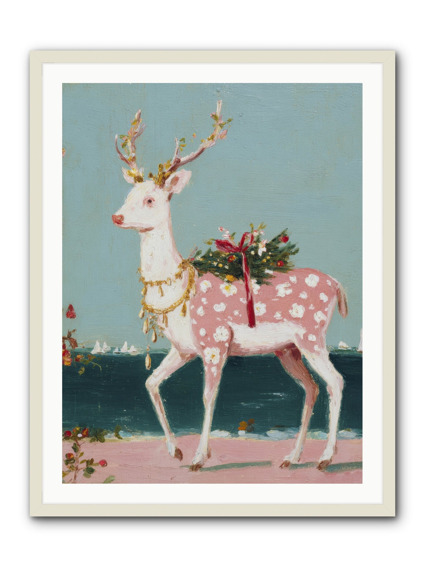 Where Tides Meet Tinsel -- Framed Print - White 30x40