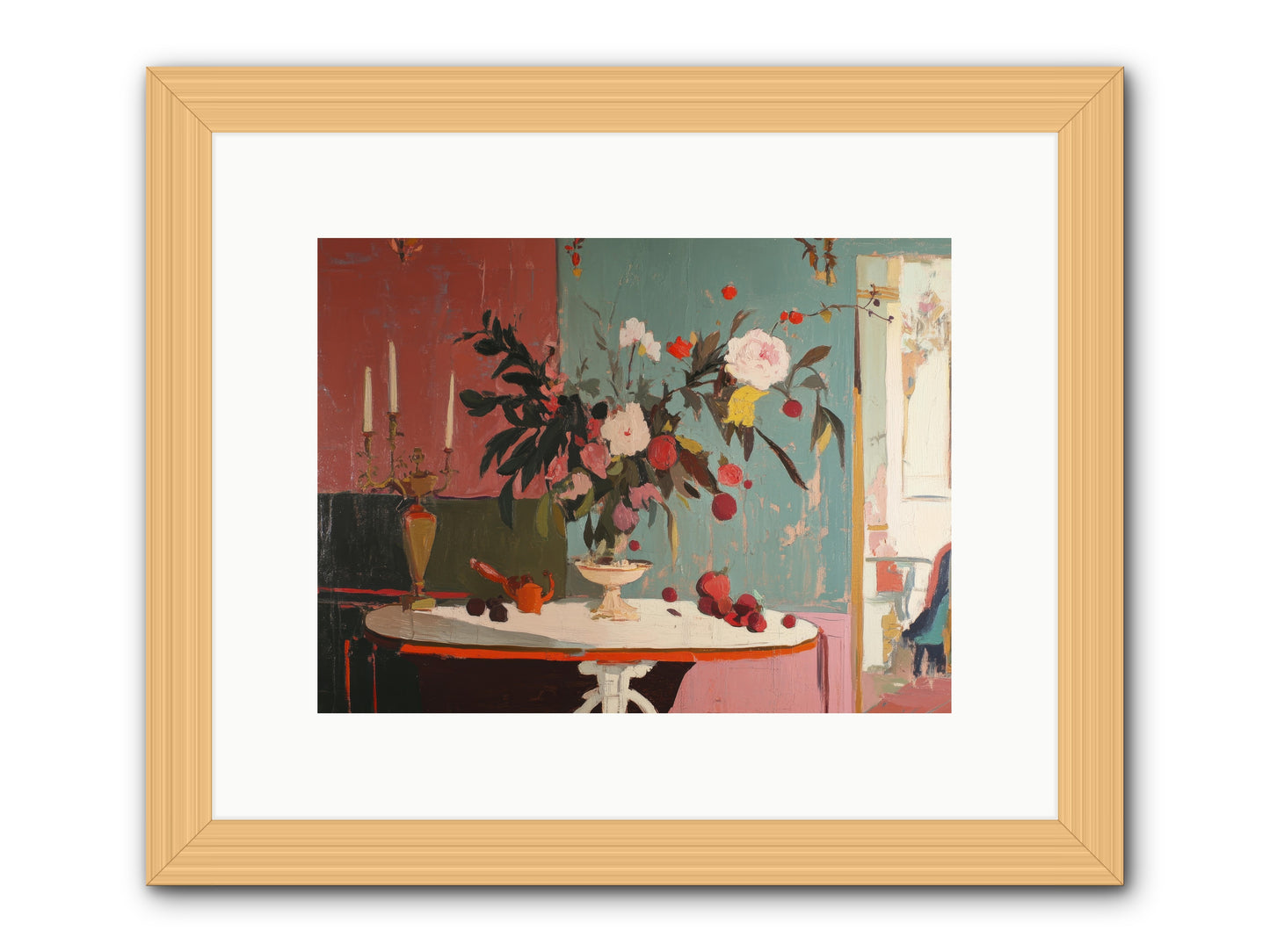 Where blossoms linger -- Framed Print - Natural 12x9