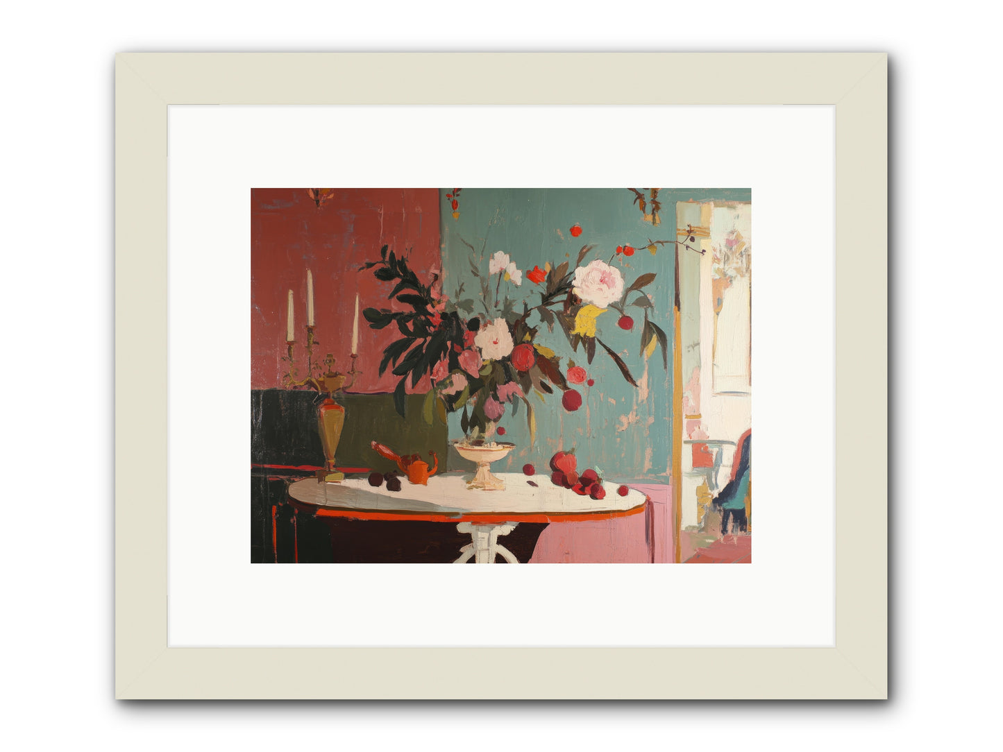 Where blossoms linger -- Framed Print - White 12x9