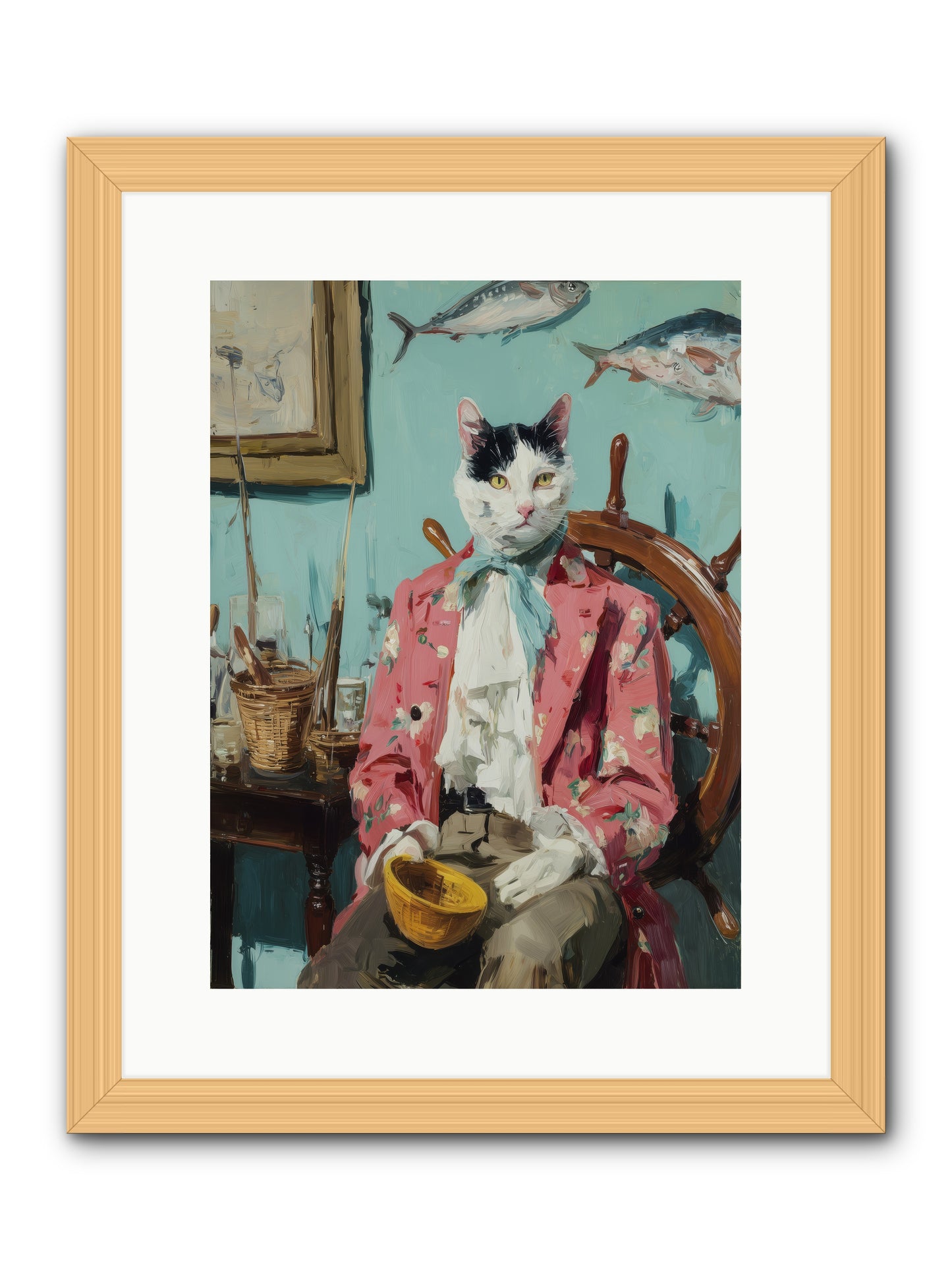 Whisker Fisher -- Framed Print - Natural 12x16