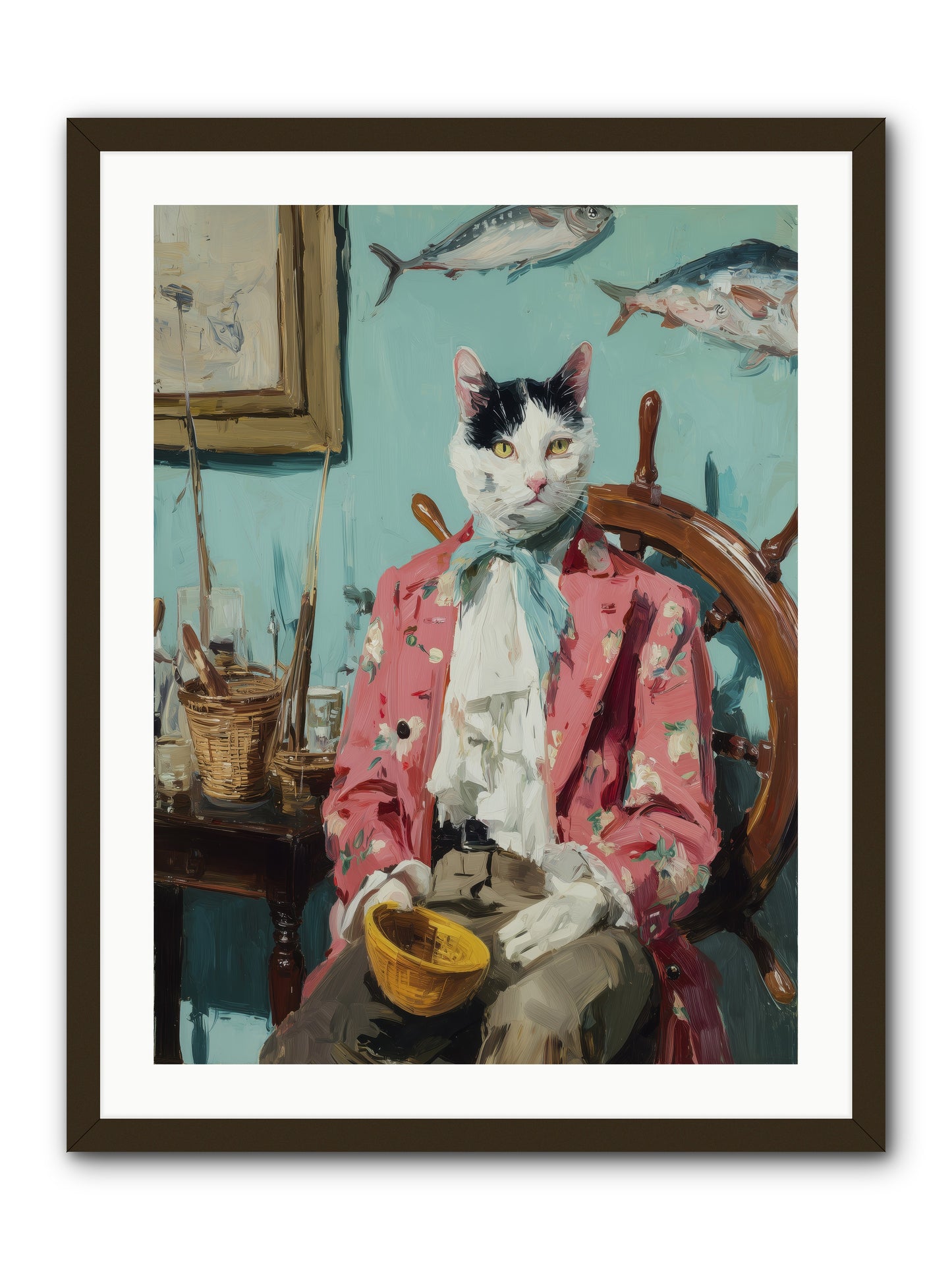 Whisker Fisher -- Framed Print - Black 24x32