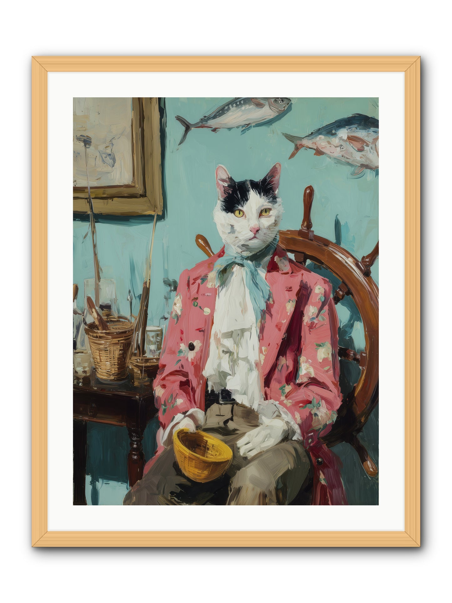 Whisker Fisher -- Framed Print - Natural 24x32