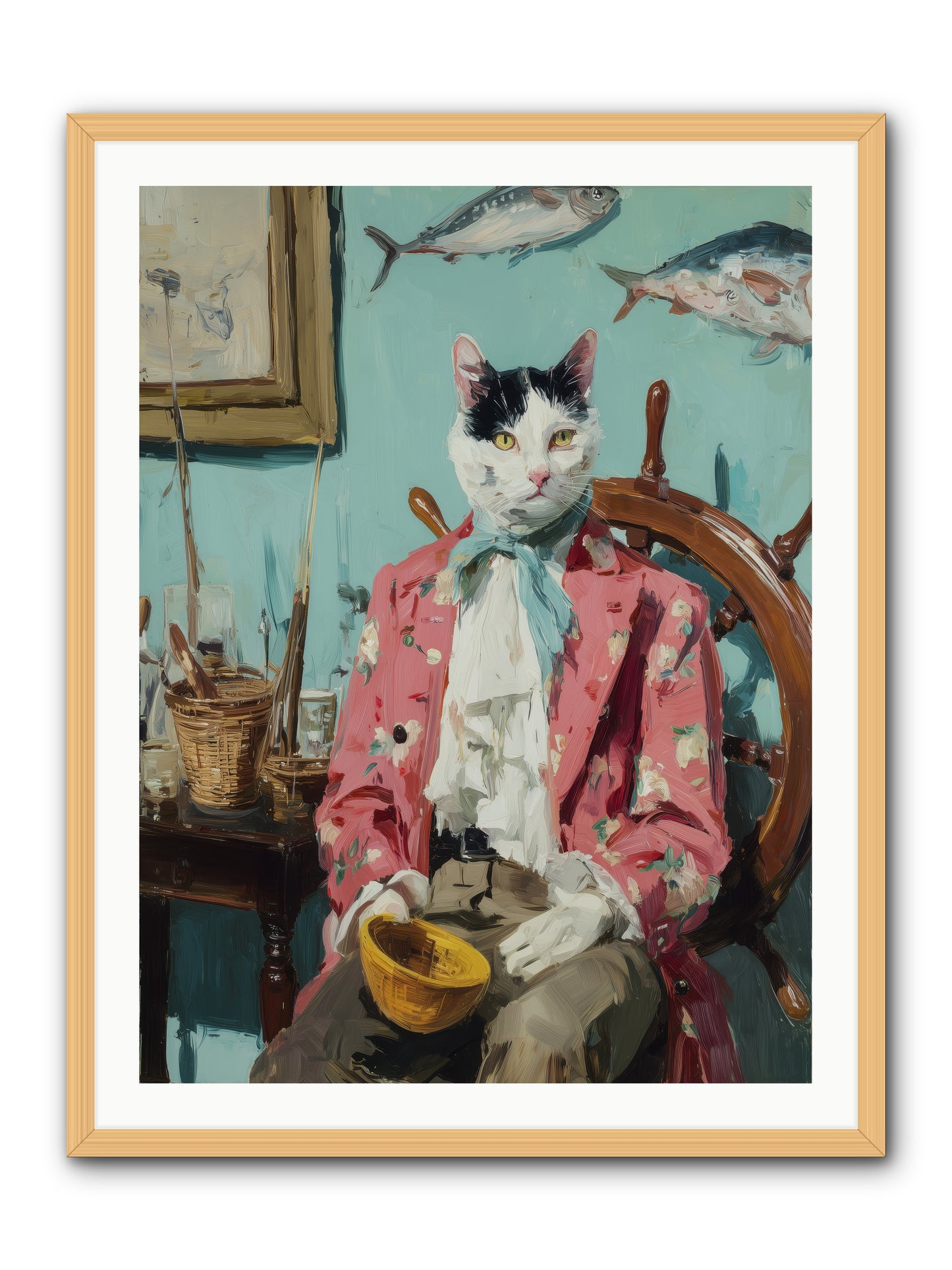 Whisker Fisher -- Framed Print - Natural 30x40