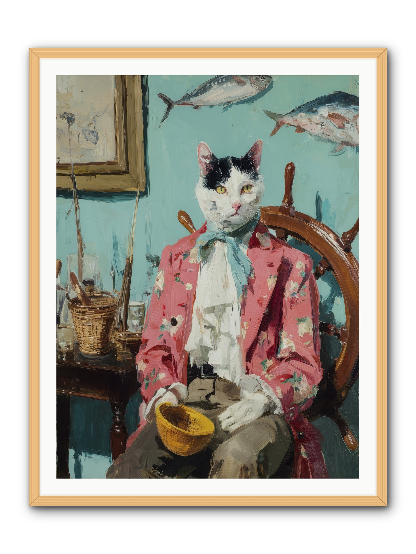 Whisker Fisher -- Framed Print - Natural 36x48