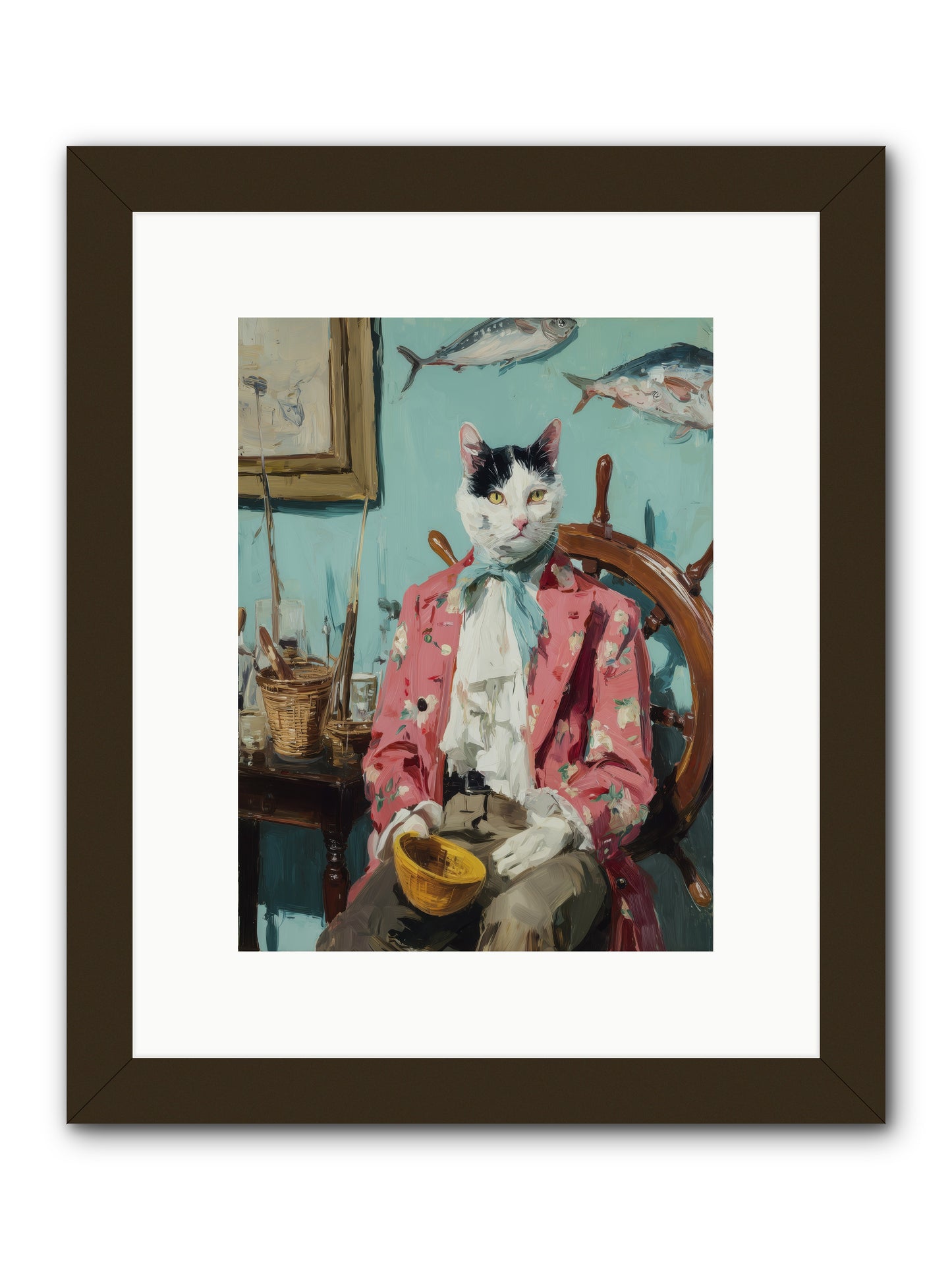 Whisker Fisher -- Framed Print - Black 9x12