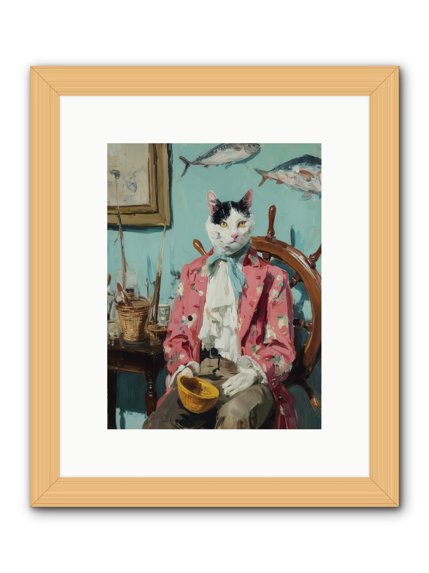 Whisker Fisher -- Framed Print - Natural 9x12