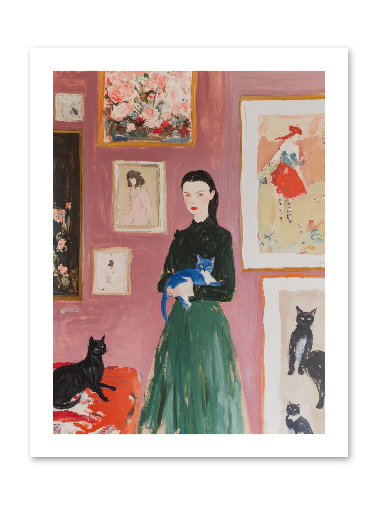 Whiskers Among Masterpieces -- Loose Canvas Print 12x16