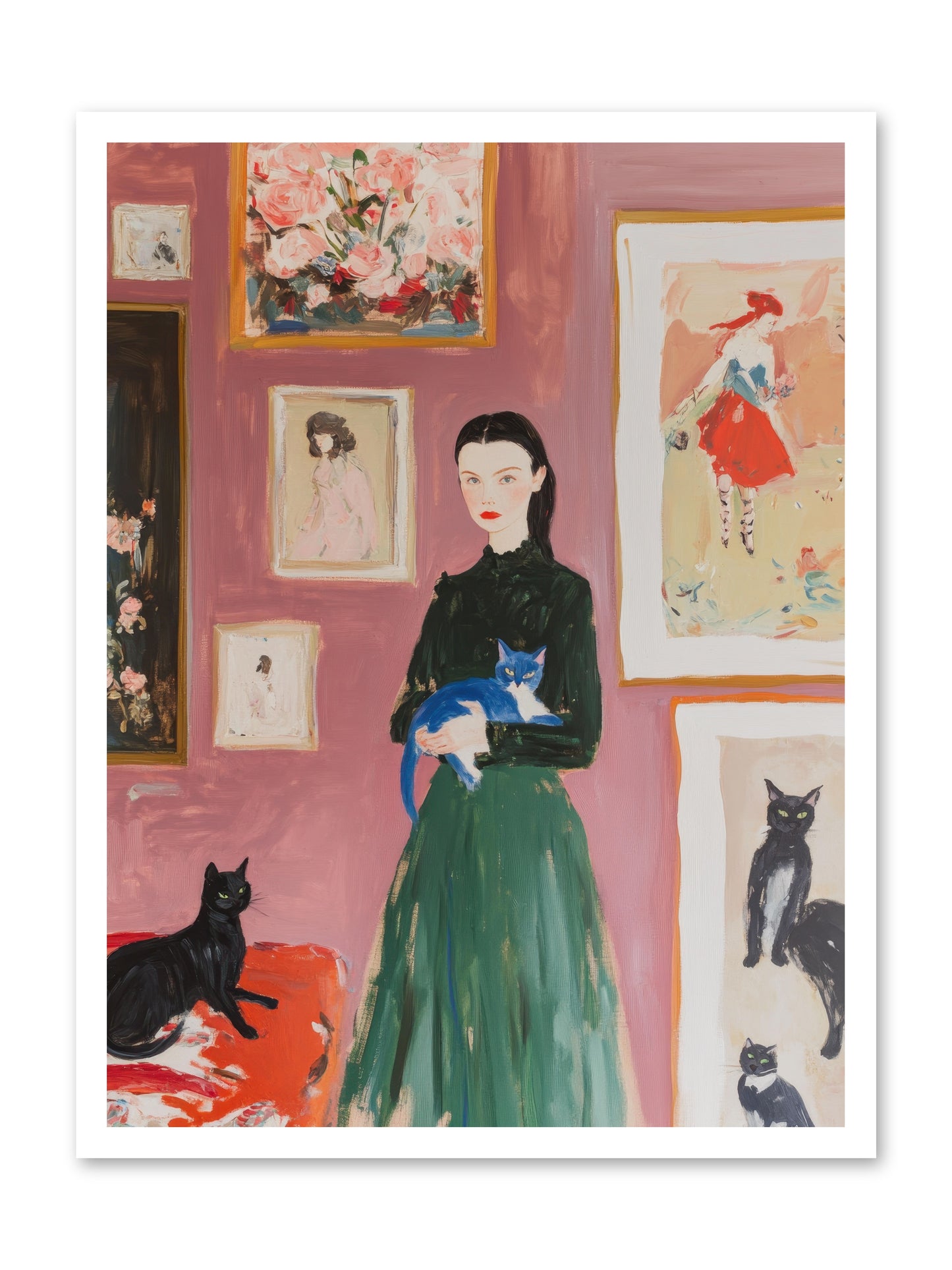 Whiskers Among Masterpieces -- Loose Canvas Print 24x32