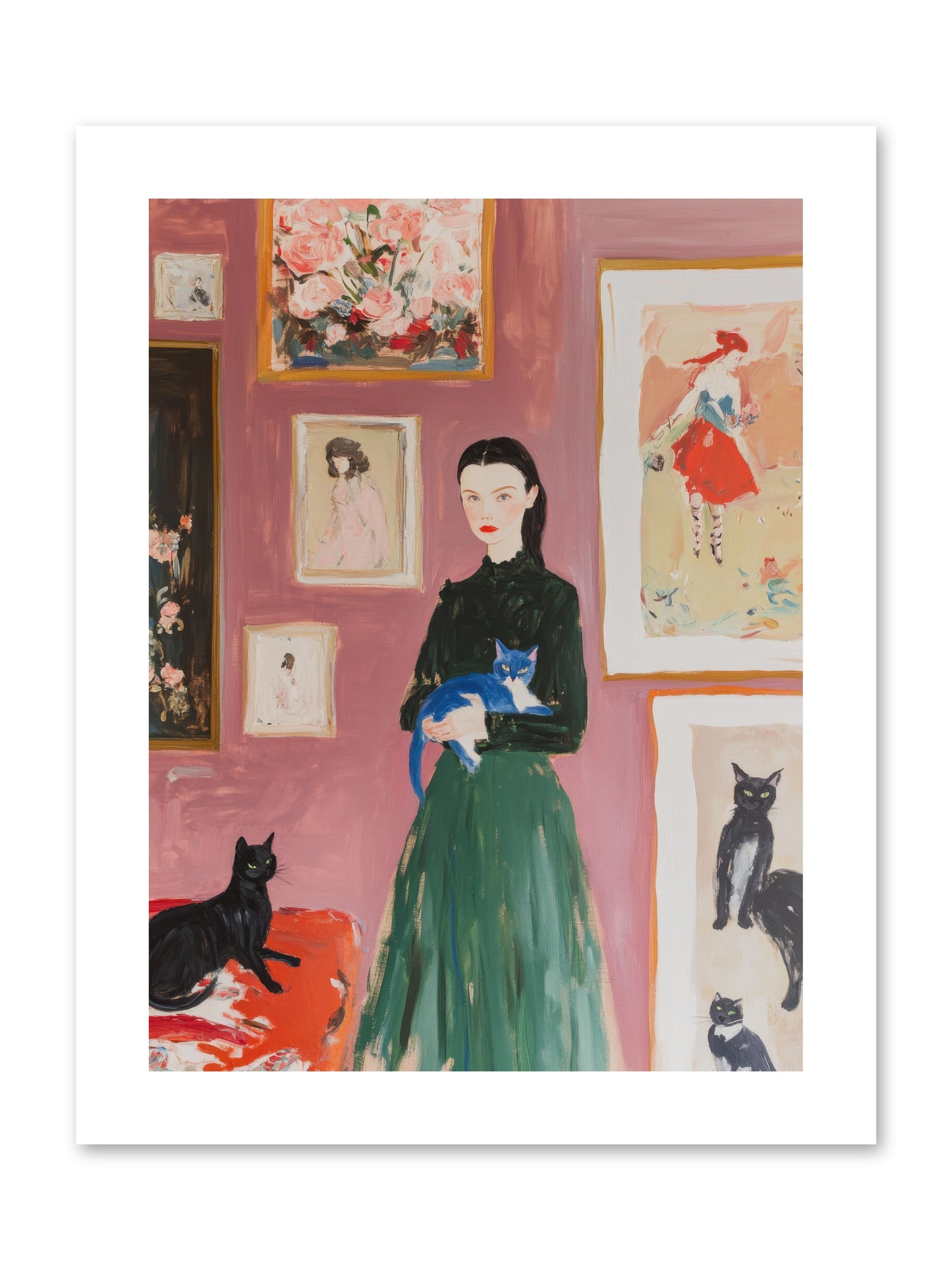 Whiskers Among Masterpieces -- Loose Canvas Print 9x12