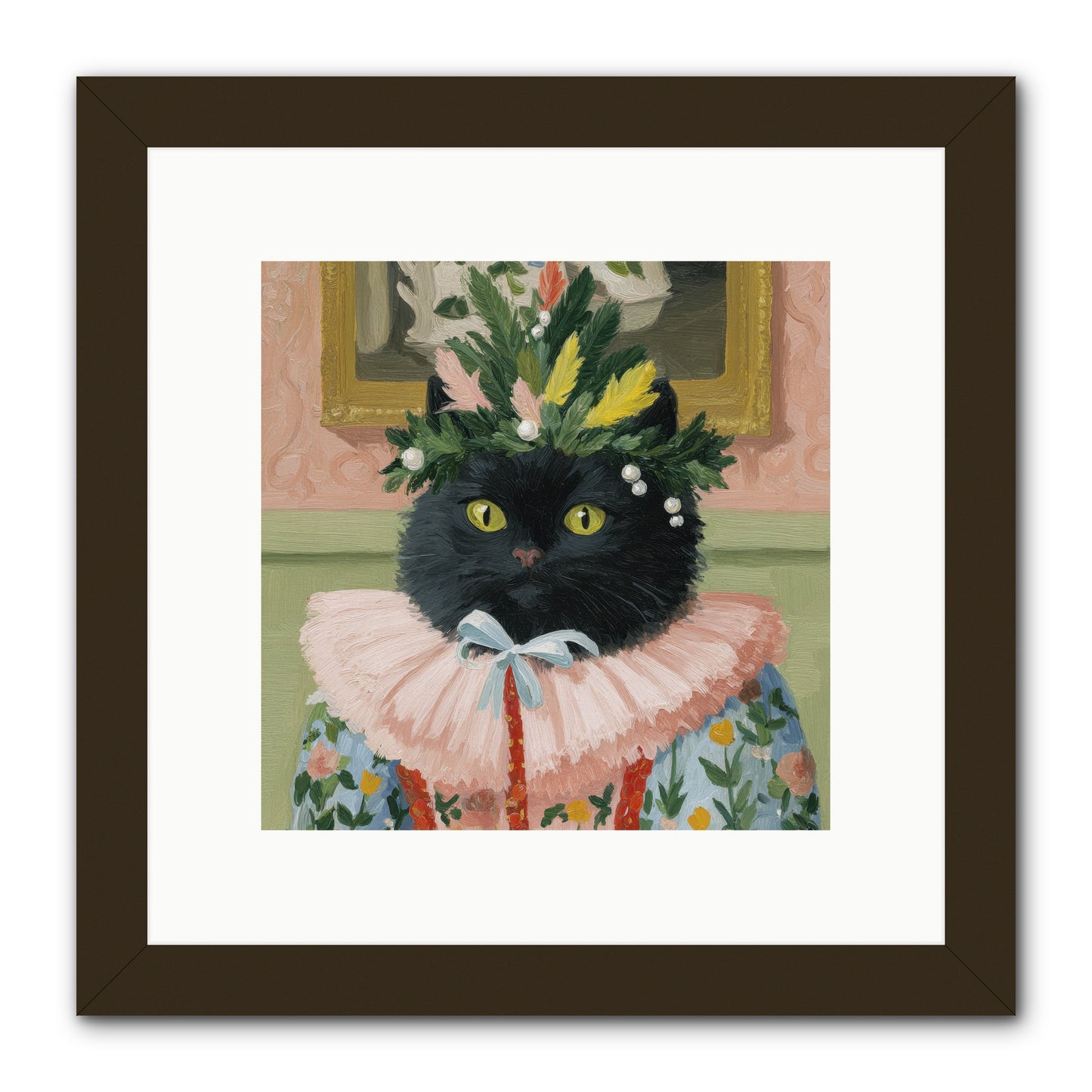 Whiskers & Wonder Waiting -- Framed Print - Black 10x10