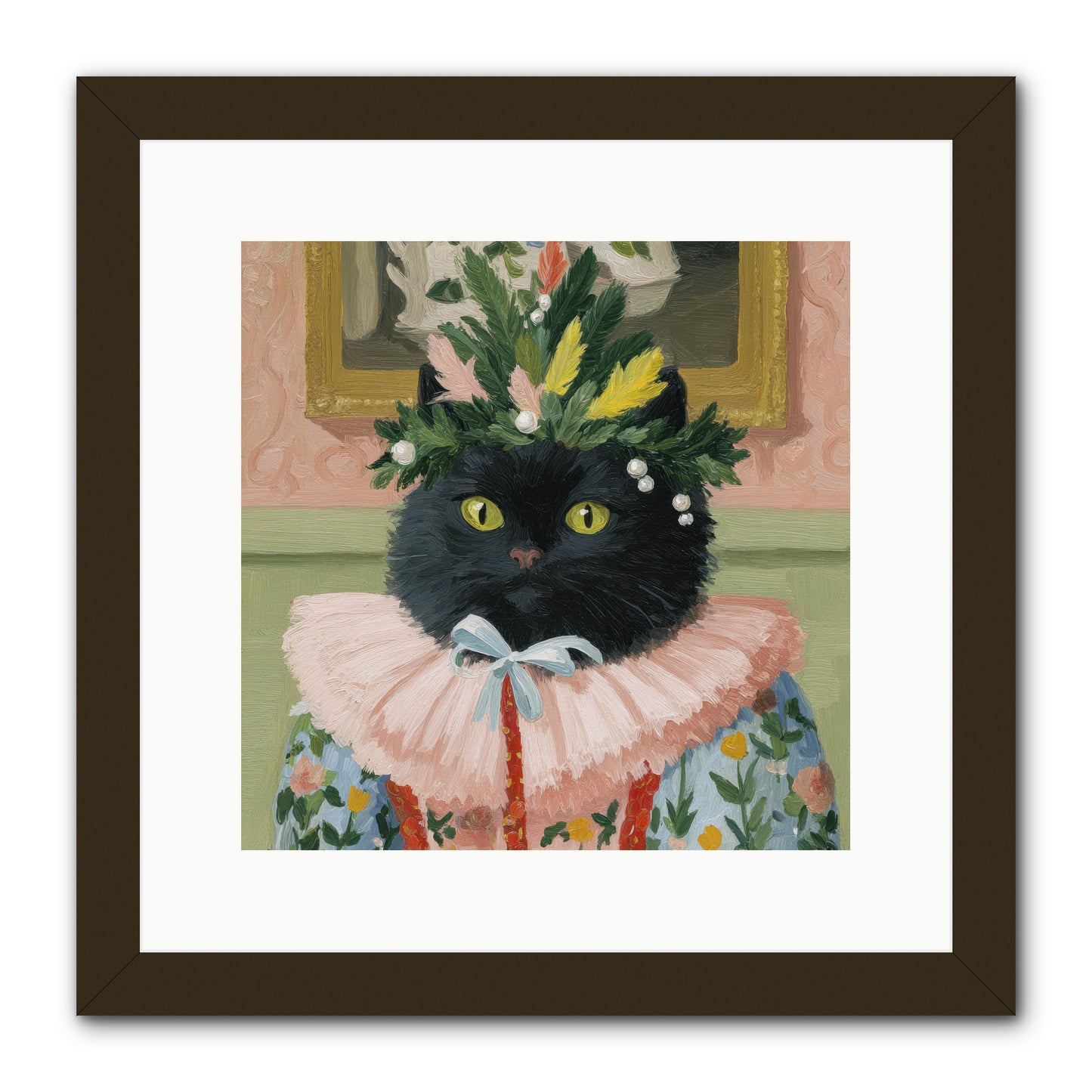 Whiskers & Wonder Waiting -- Framed Print - Black 12x12