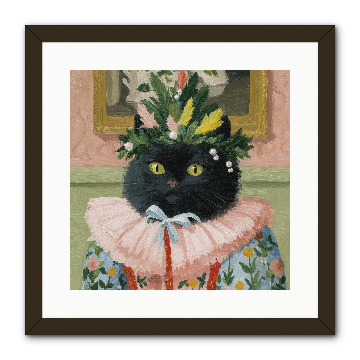Whiskers & Wonder Waiting -- Framed Print - Black 16x16