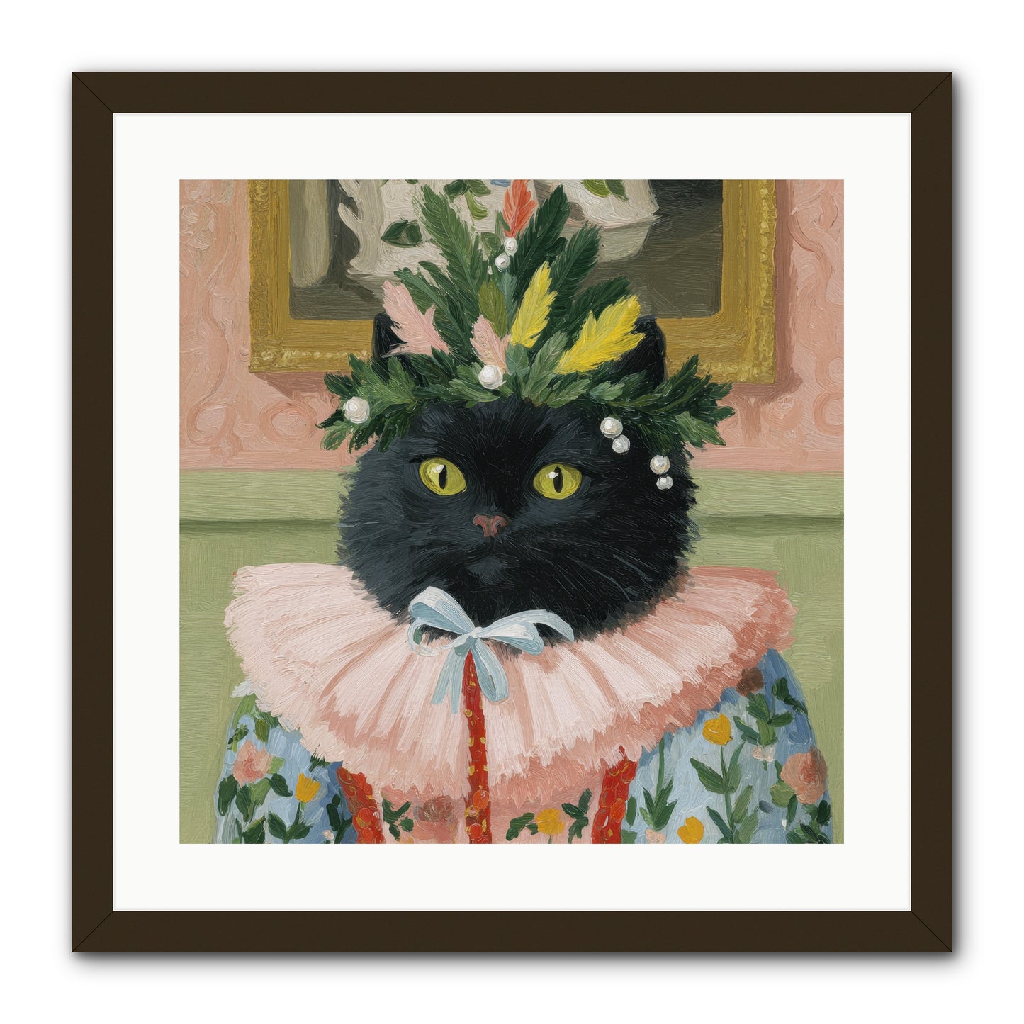 Whiskers & Wonder Waiting -- Framed Print - Black 20x20