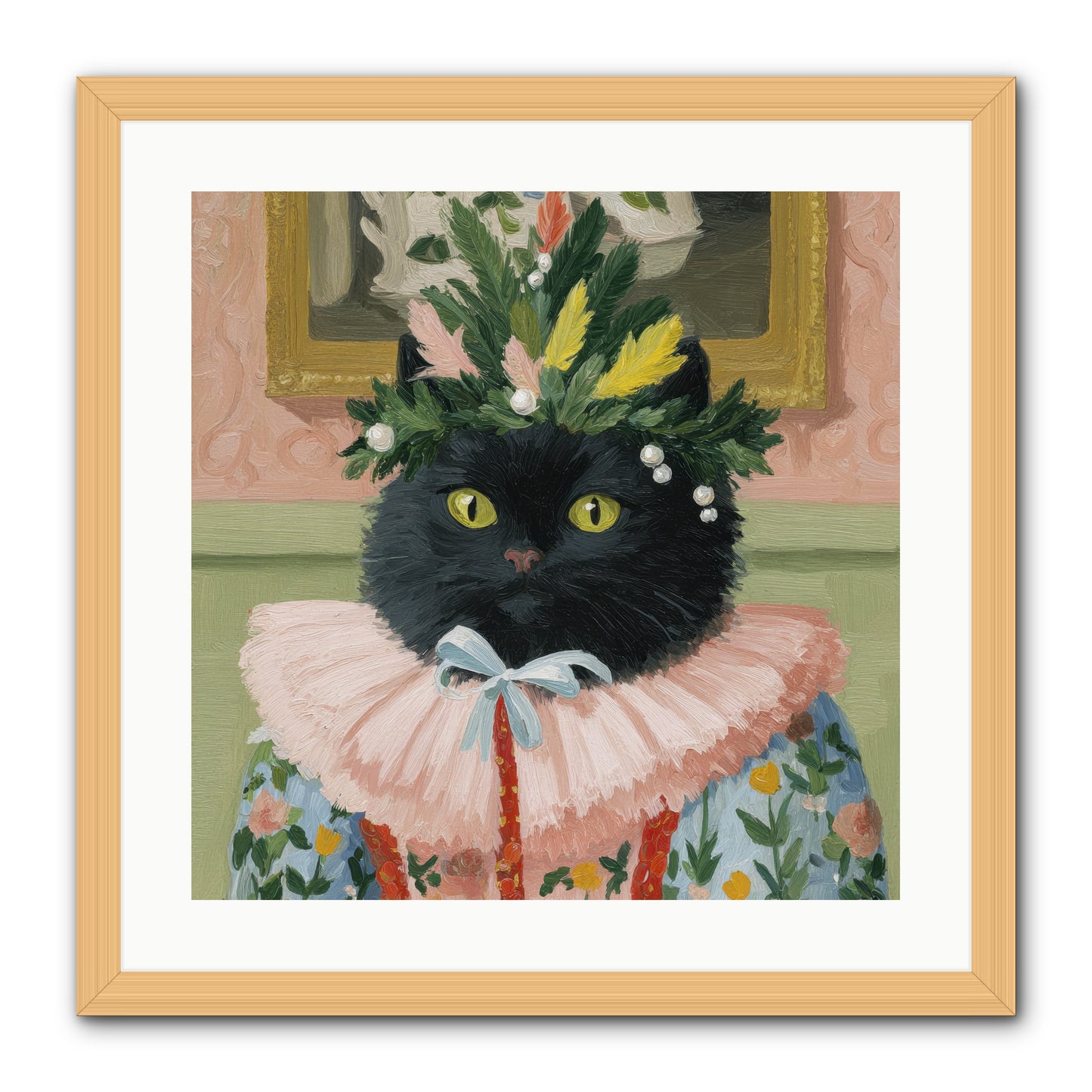 Whiskers & Wonder Waiting -- Framed Print - Natural 20x20