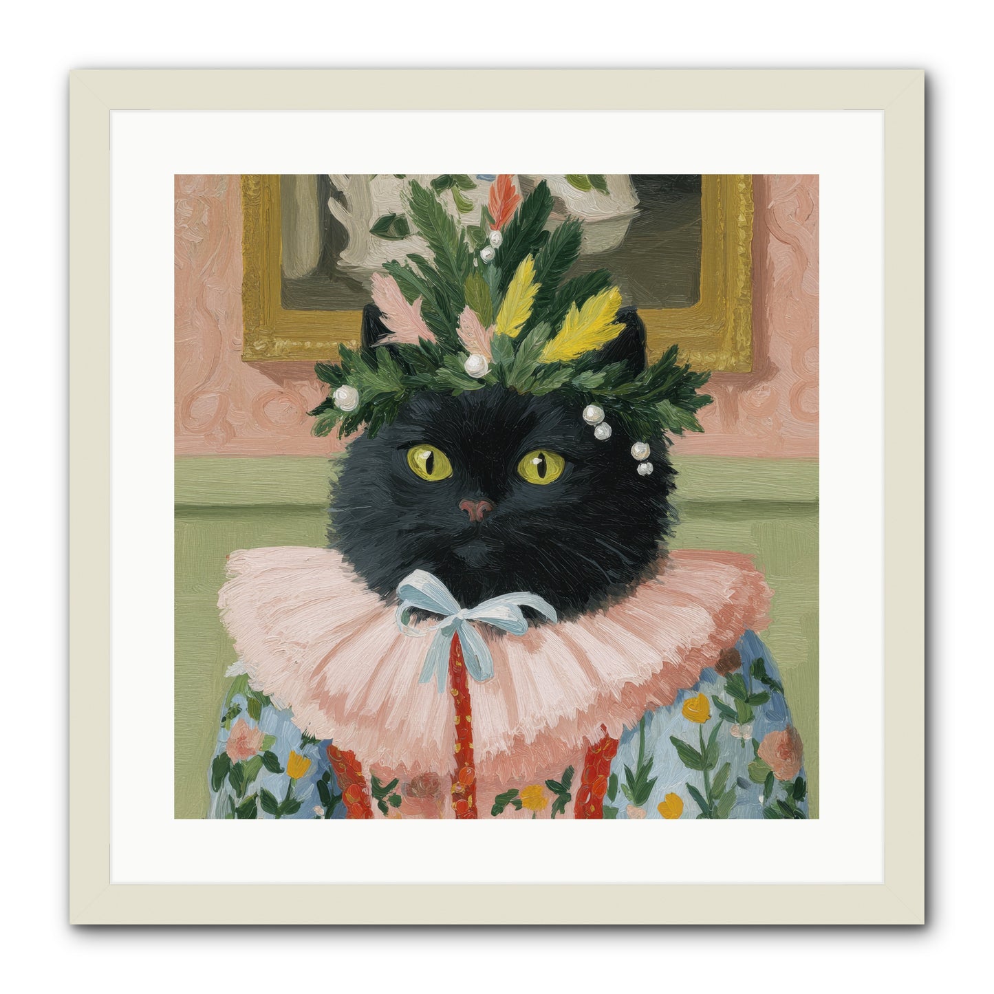 Whiskers & Wonder Waiting -- Framed Print - White 20x20