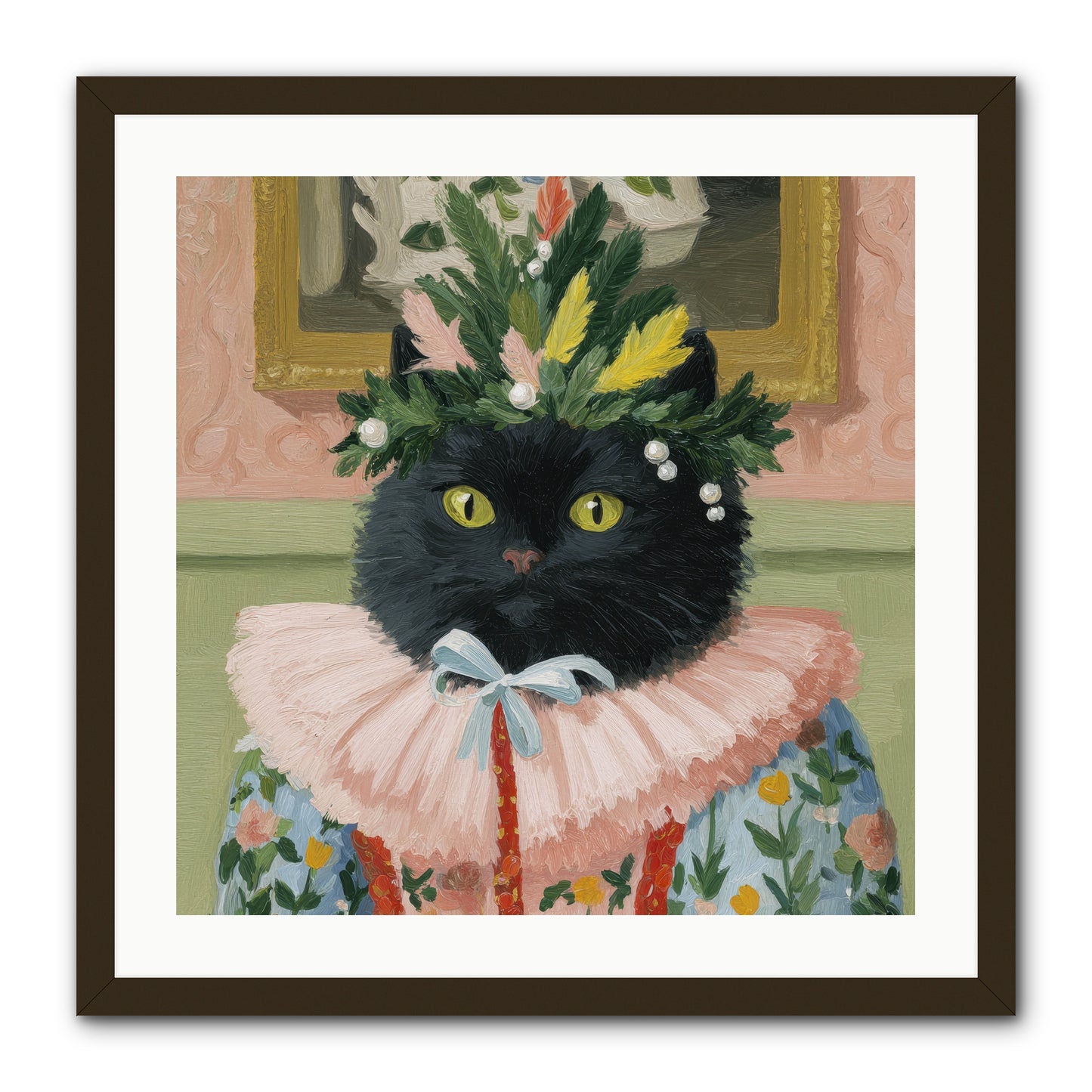 Whiskers & Wonder Waiting -- Framed Print - Black 24x24
