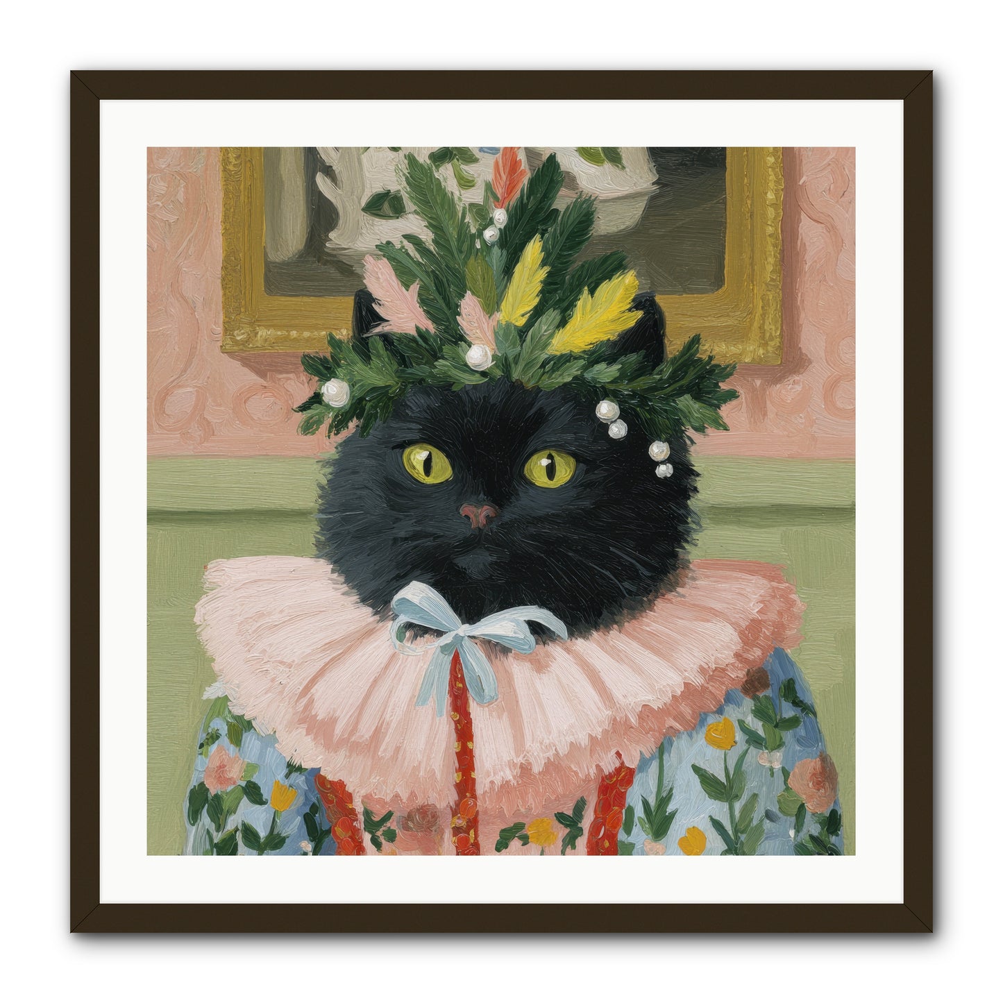 Whiskers & Wonder Waiting -- Framed Print - Black 30x30