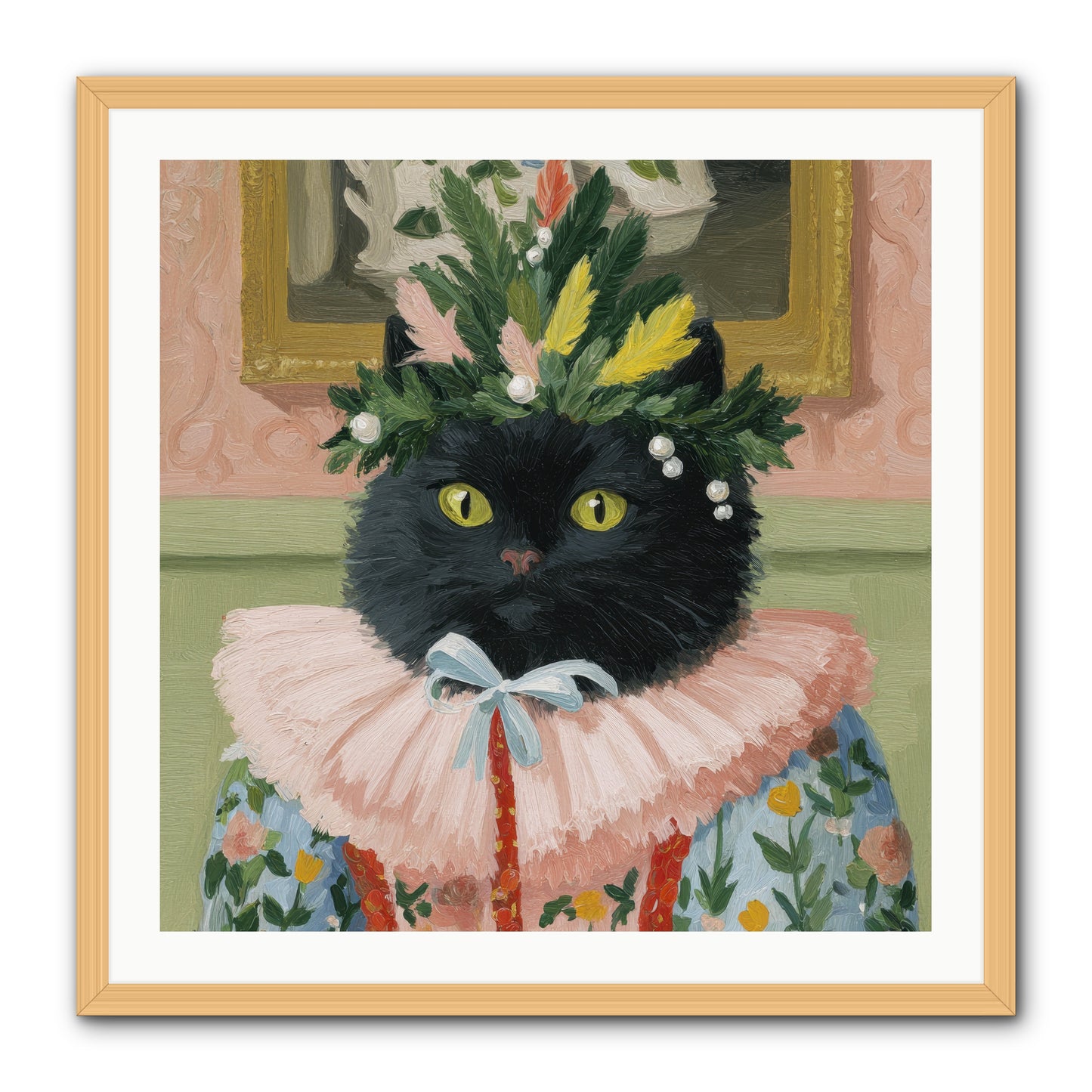 Whiskers & Wonder Waiting -- Framed Print - Natural 30x30