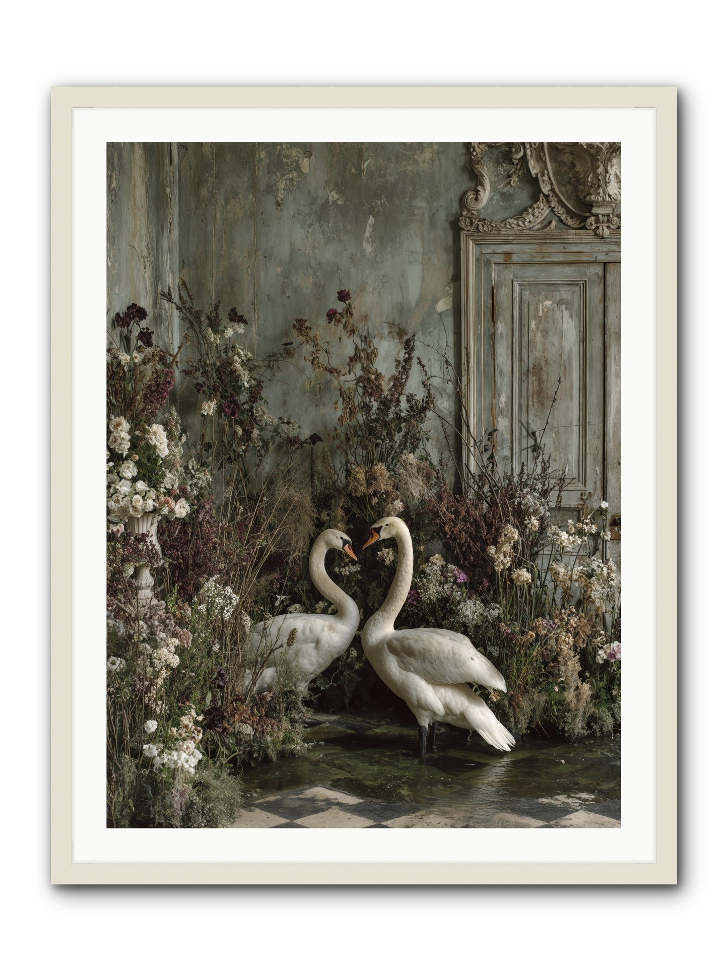 Whispered Affections -- Framed Print - White 30x40