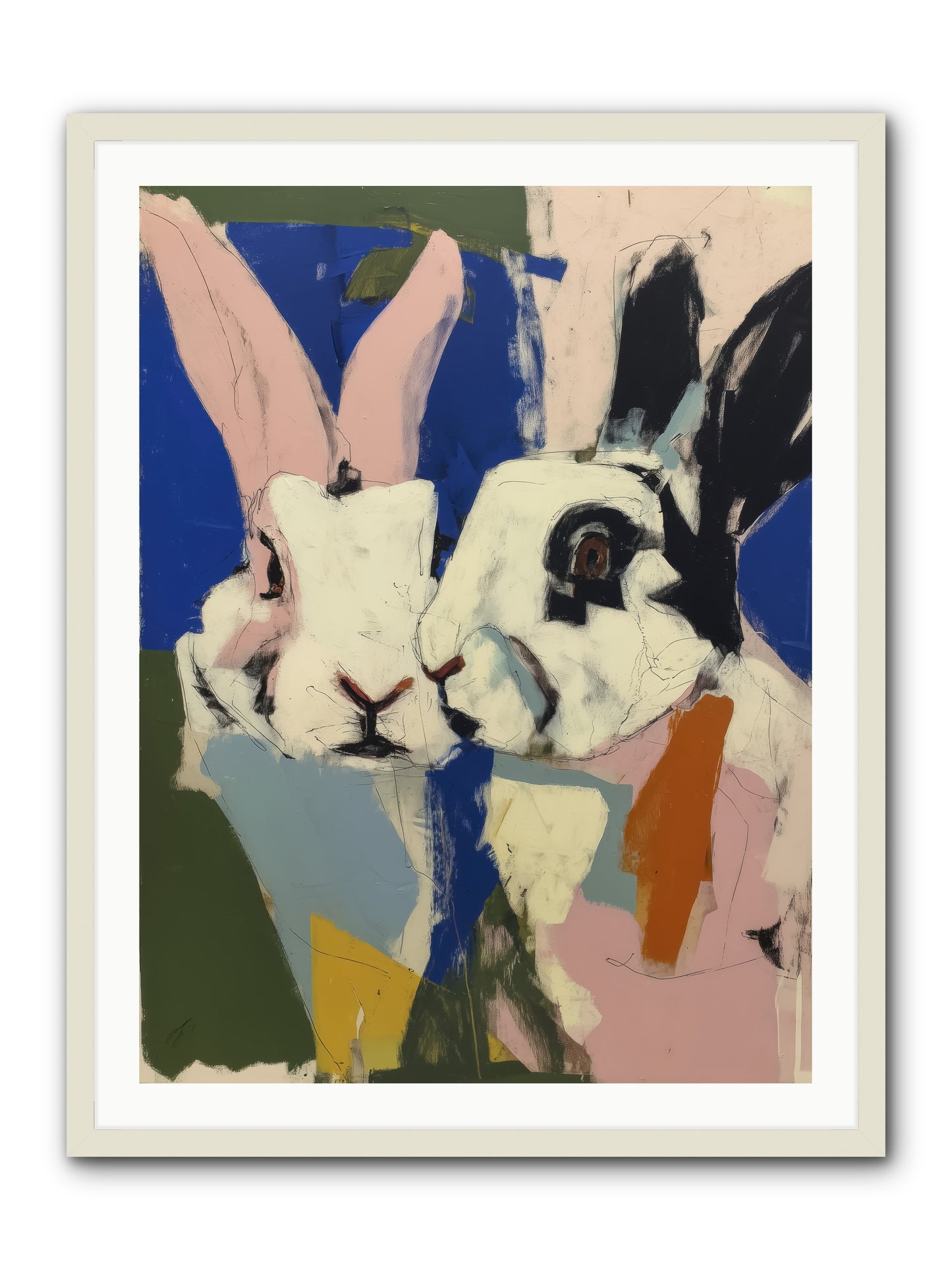 Whispering Nuzzle -- Framed Print - White 30x40