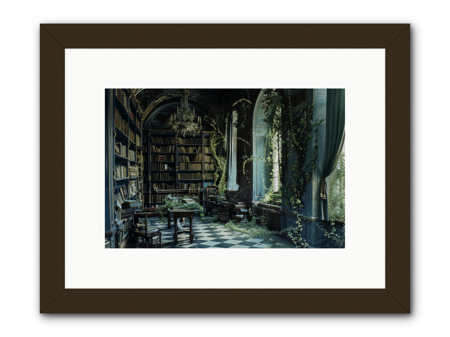 Whispering Pines -- Framed Print - Black 12x8