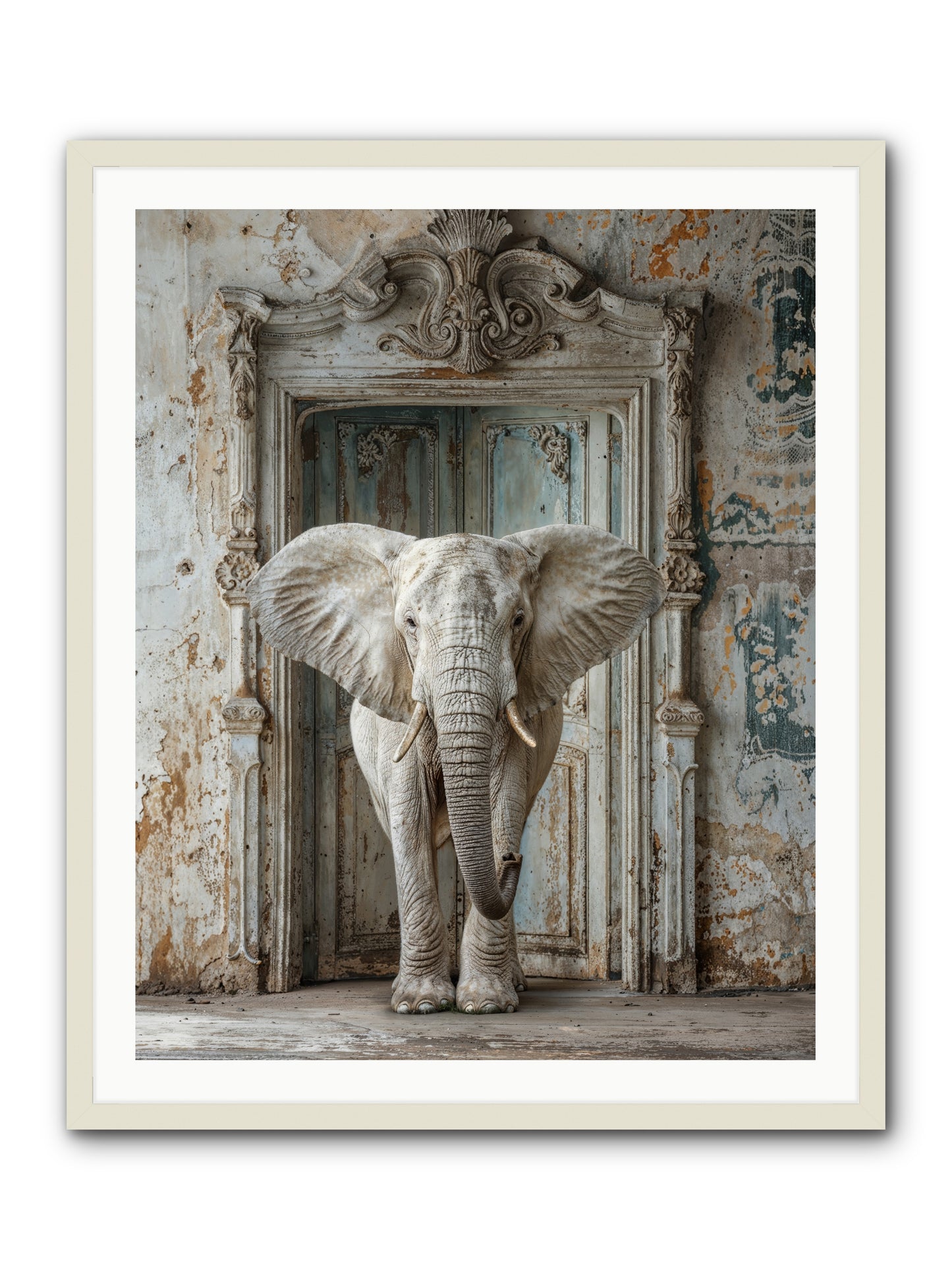 Whispers Of Monsoon And Mist -- Framed Print - White 32x40