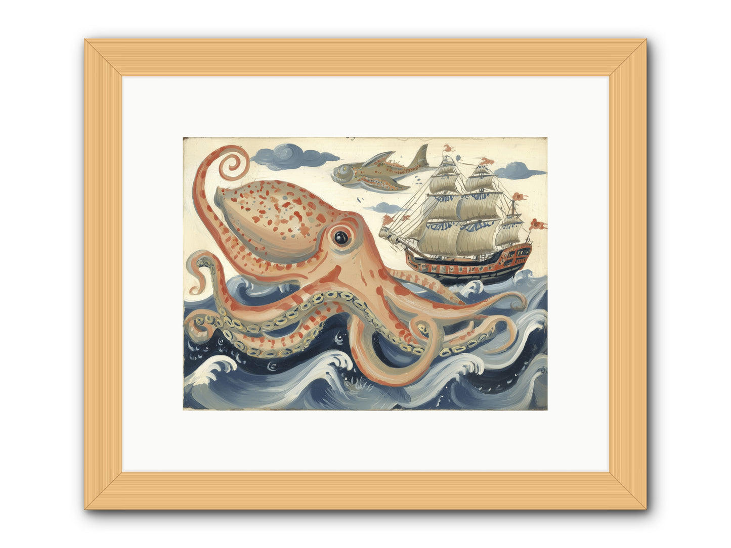 Wild Current -- Framed Print - Natural 12x9