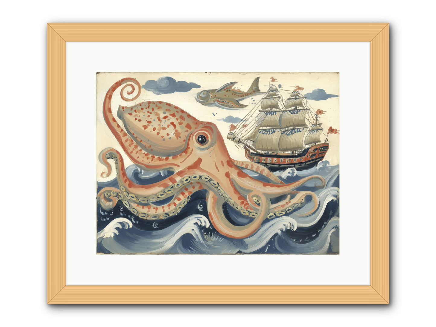 Wild Current -- Framed Print - Natural 16x12