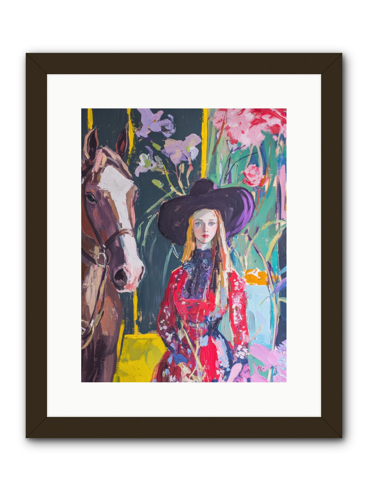 Wild Rose Rider -- Framed Print - Black 12x16