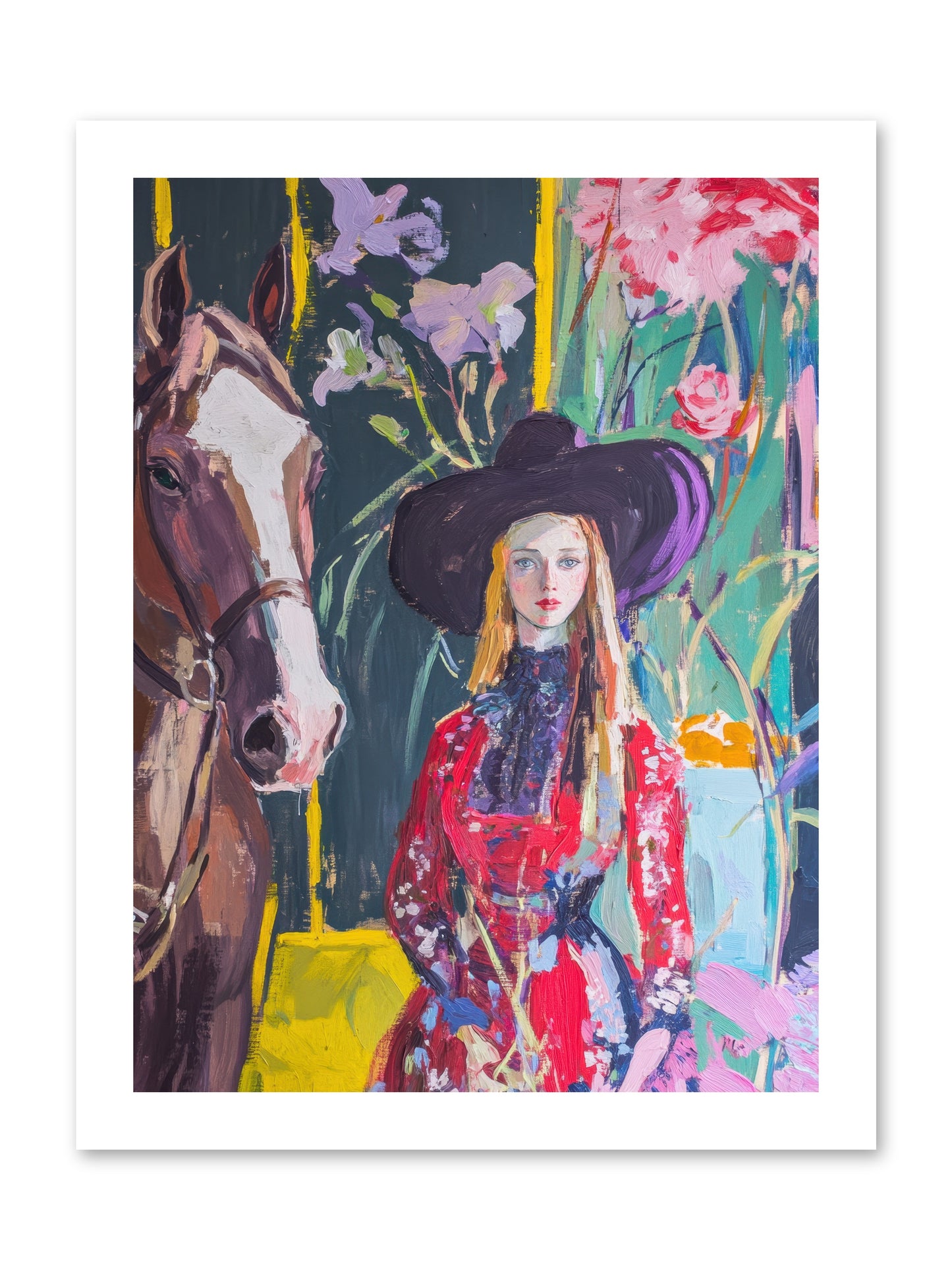 Wild Rose Rider -- Loose Canvas Print 12x16